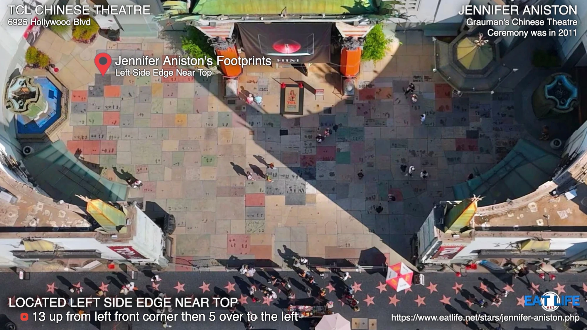TCL Chinese Theatre Map Jennifer Aniston's Footprints Located Left Side Edge Near Top