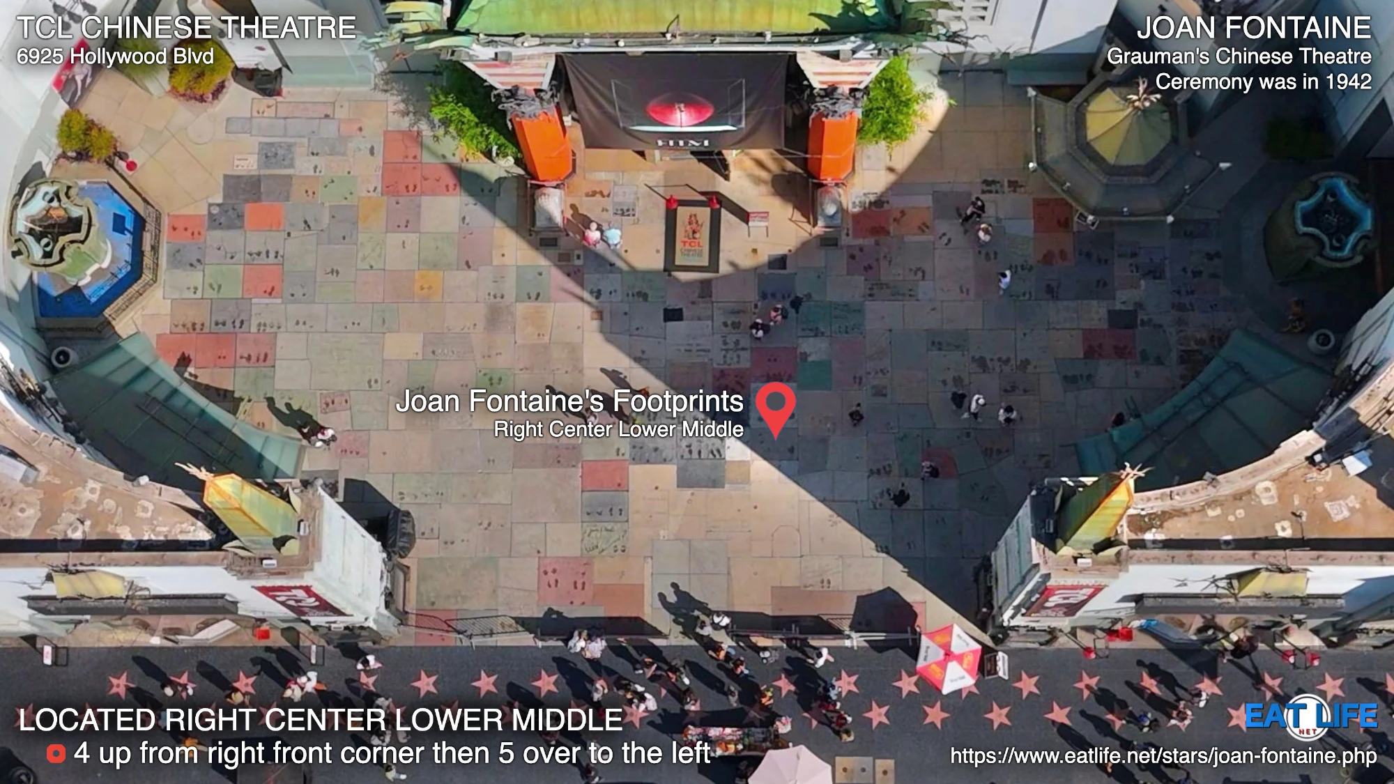 TCL Chinese Theatre Map Joan Fontaine's Footprints Located Right Center Lower Middle