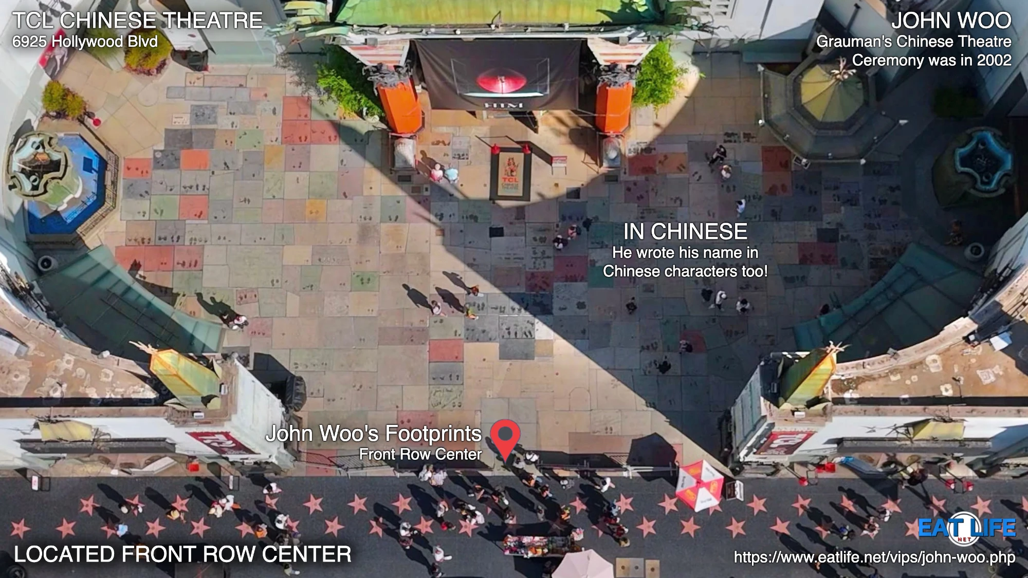 TCL Chinese Theatre Map John Woo's Footprints Located Front Row Center