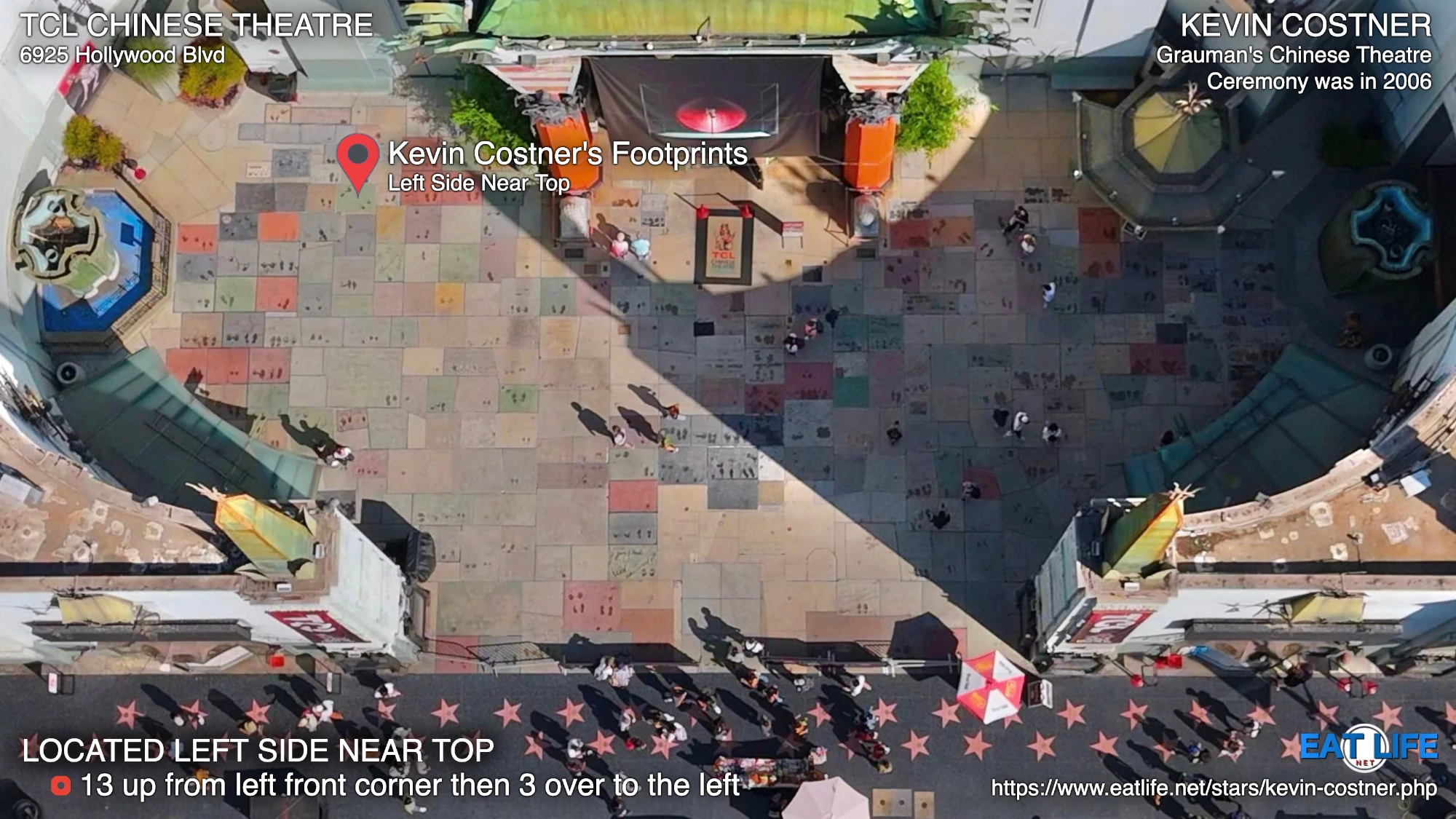 TCL Chinese Theatre Map Kevin Costner's Footprints Located Left Side Near Top