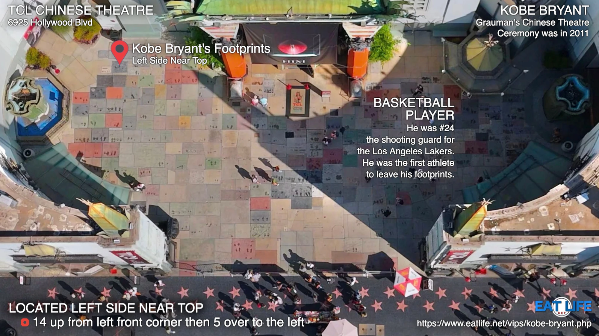 TCL Chinese Theatre Map Kobe Bryant's Footprints Located Left Side Near Top