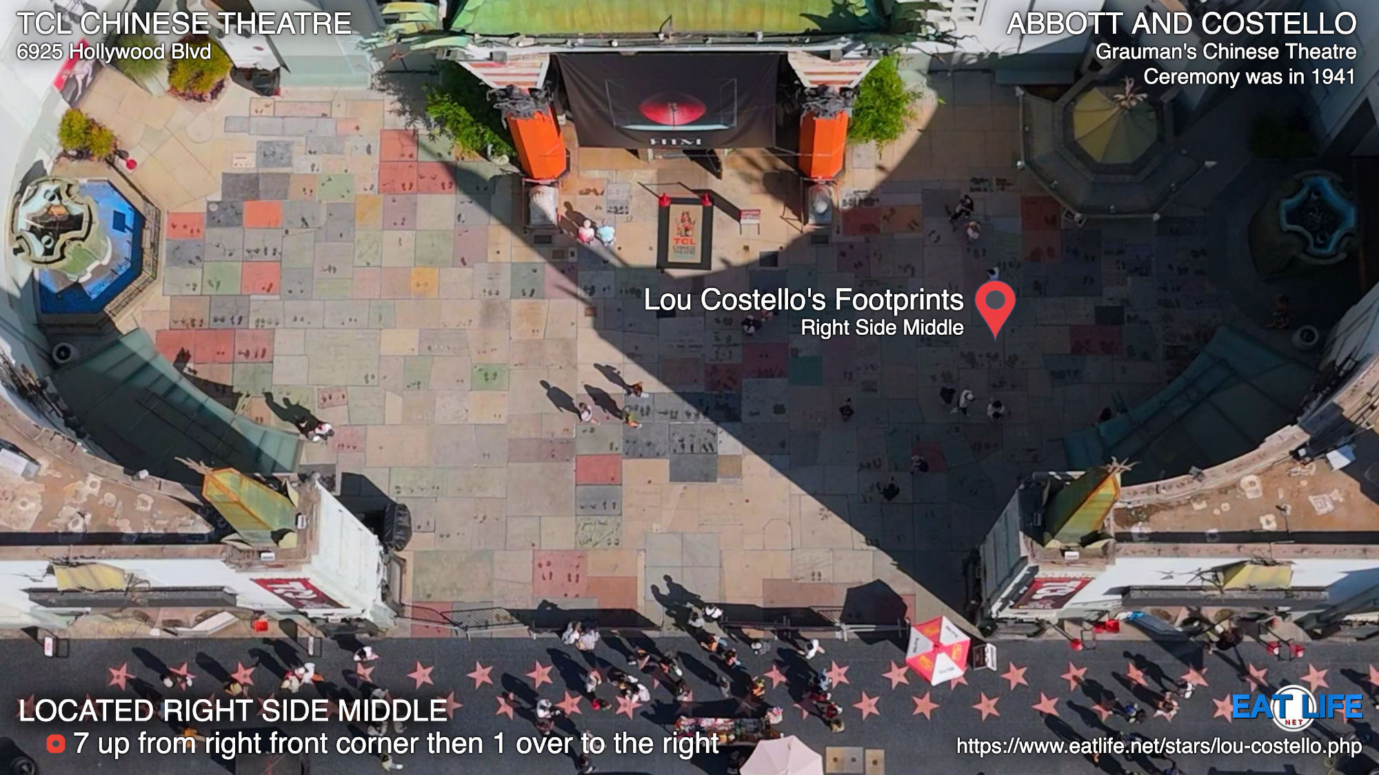 TCL Chinese Theatre Lou Costello's Footprints Located Right Side Middle