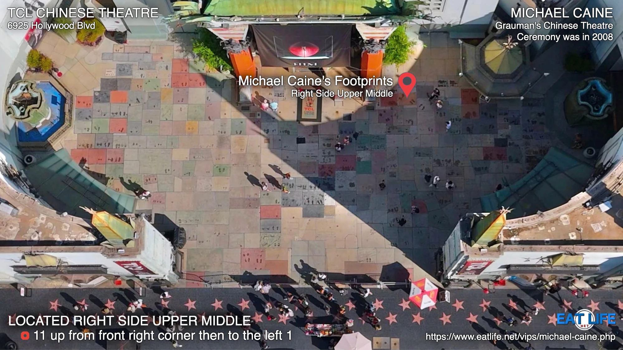 TCL Chinese Theatre Map Michael Caine's Footprints Located Right Side Upper Middle