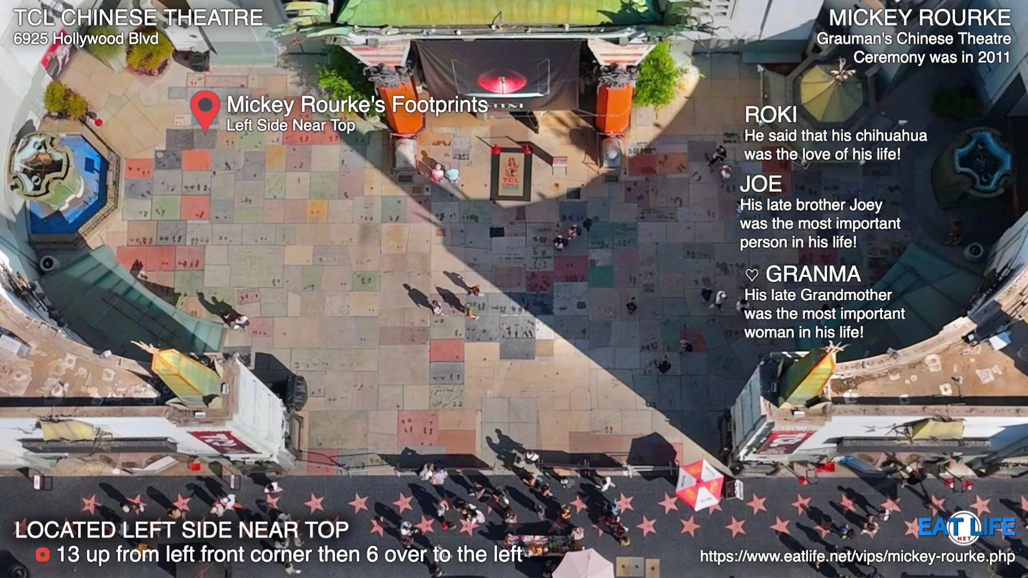 TCL Chinese Theatre Map Mickey Rourke's Footprints Located Left Side Near Top