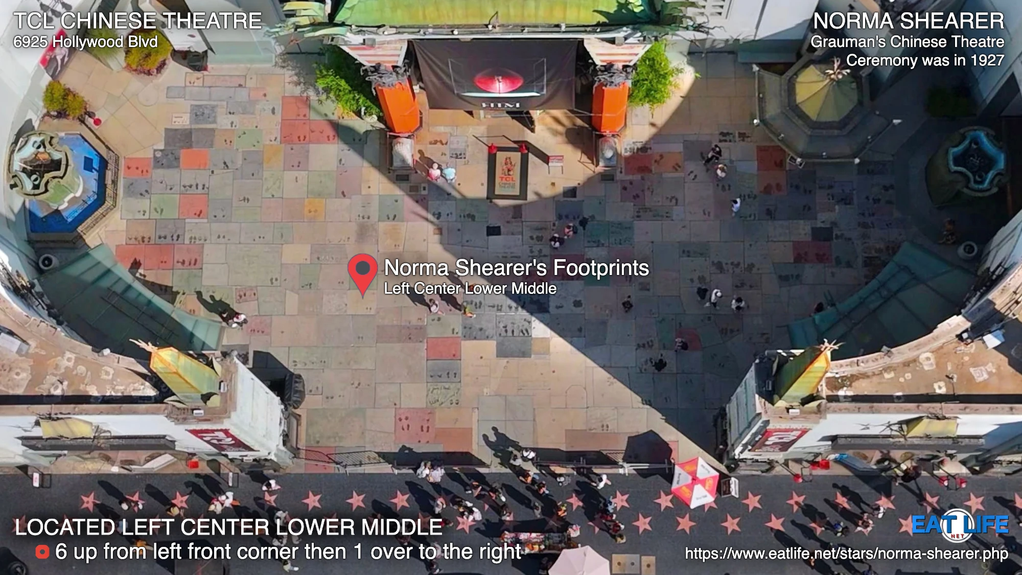TCL Chinese Theatre Map Norma Shearer's Footprints Located Left Center Lower Middle