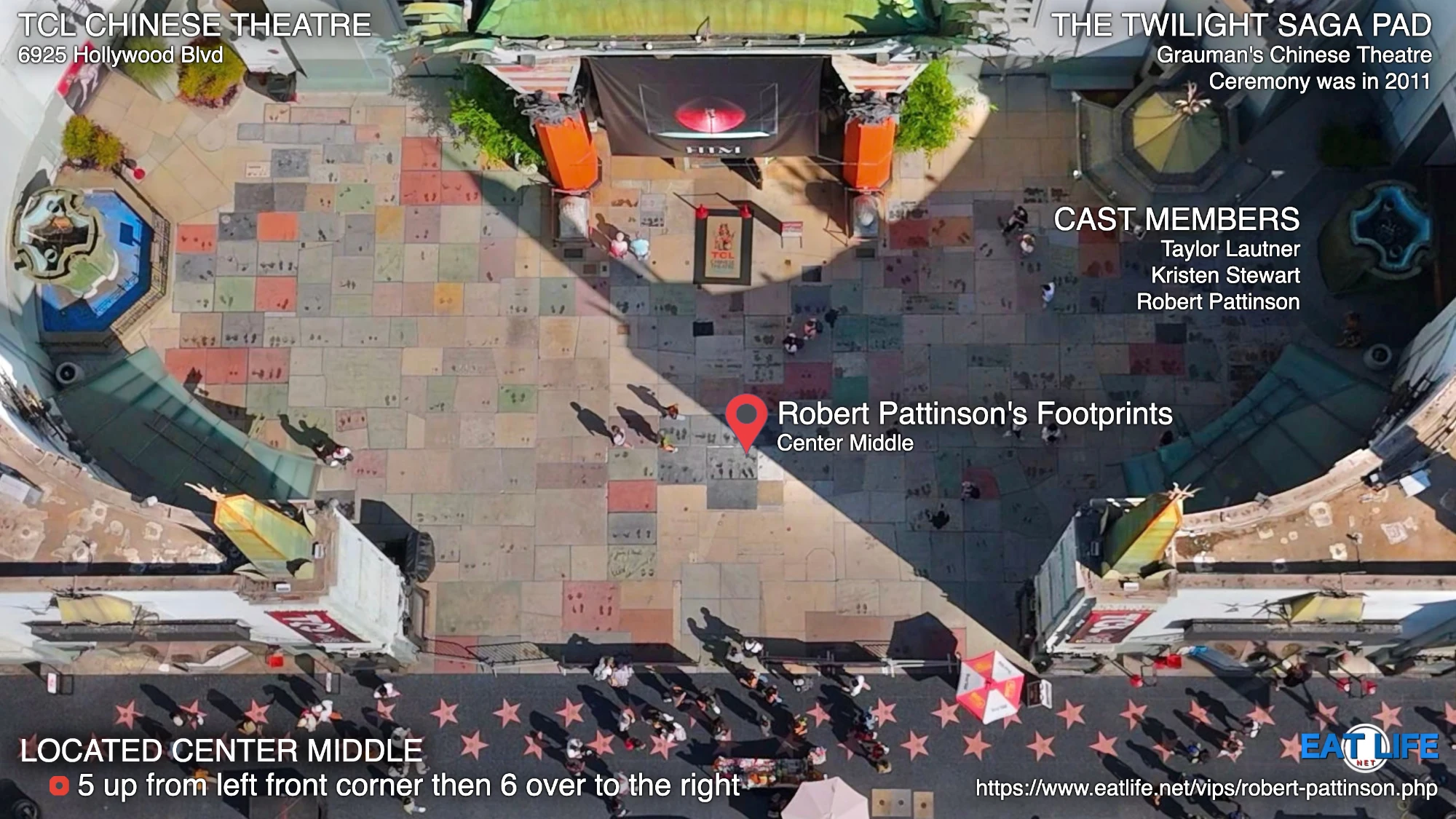 TCL Chinese Theatre Map Robert Pattinson's Footprints Located Center Middle