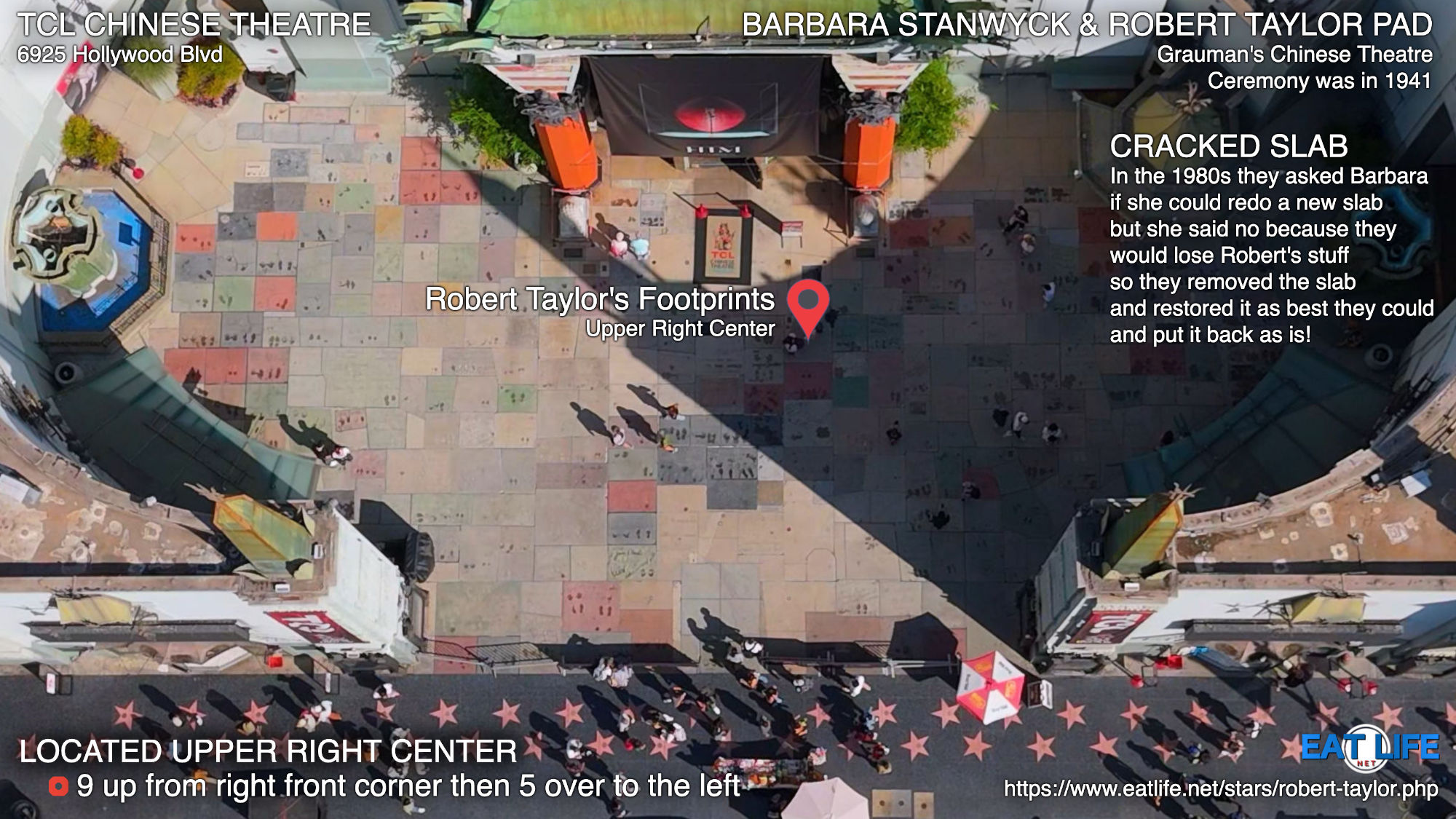 TCL Chinese Theatre Robert Taylor's Footprints Located Upper Right Center