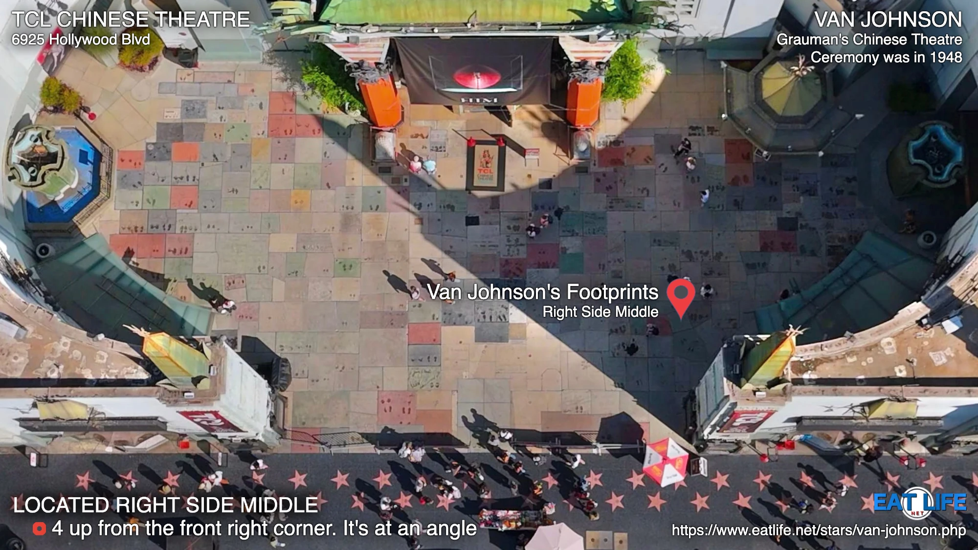TCL Chinese Theatre Map Van Johnson's Footprints Located Right Side Middle