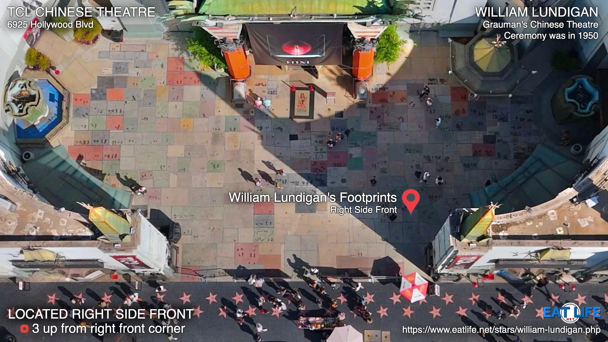 TCL Chinese Theatre Map William Lundigan's Footprints Located Right Side Front