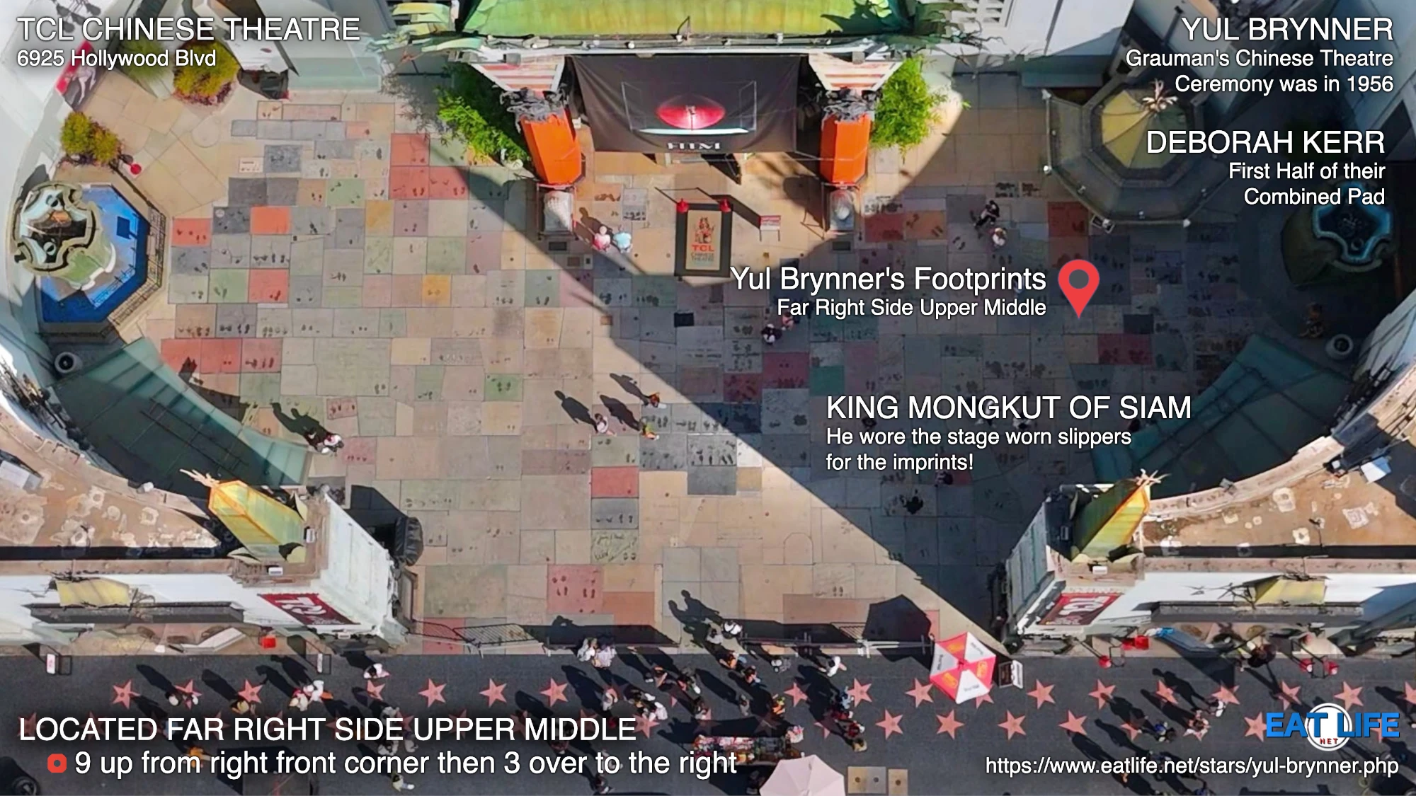 TCL Chinese Theatre Map Yul Brynner's Footprints Located Far Right Side Upper Middle