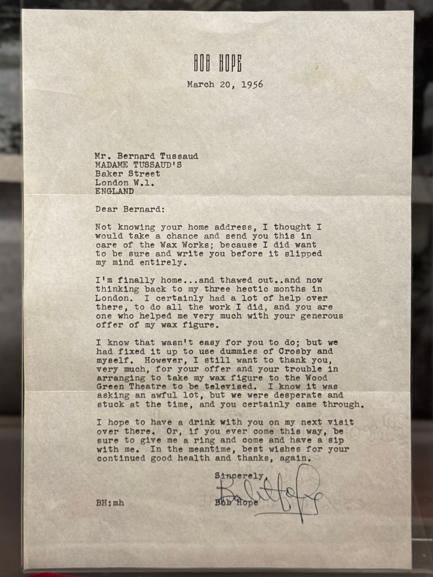 Madame Tussauds A Letter From Bob Hope