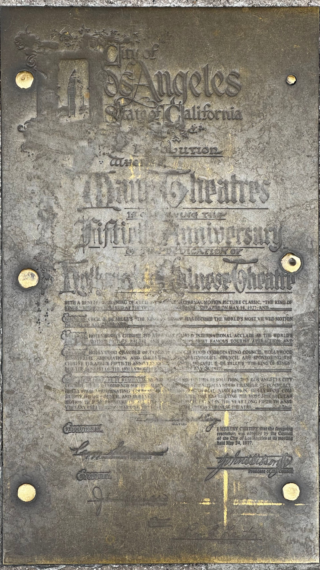 Mann's Chinese Theatre 50 Year Anniversayry Plaque
