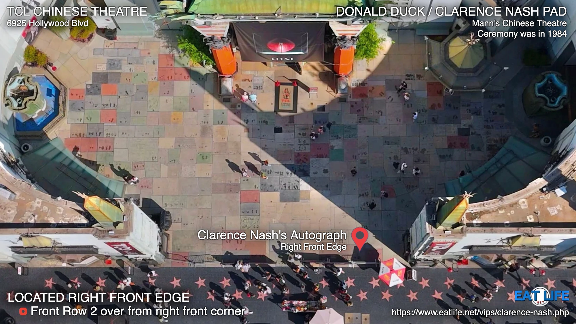 TCL Chinese Theatre Map Donald Duck's Footprints Located Right Front Edge