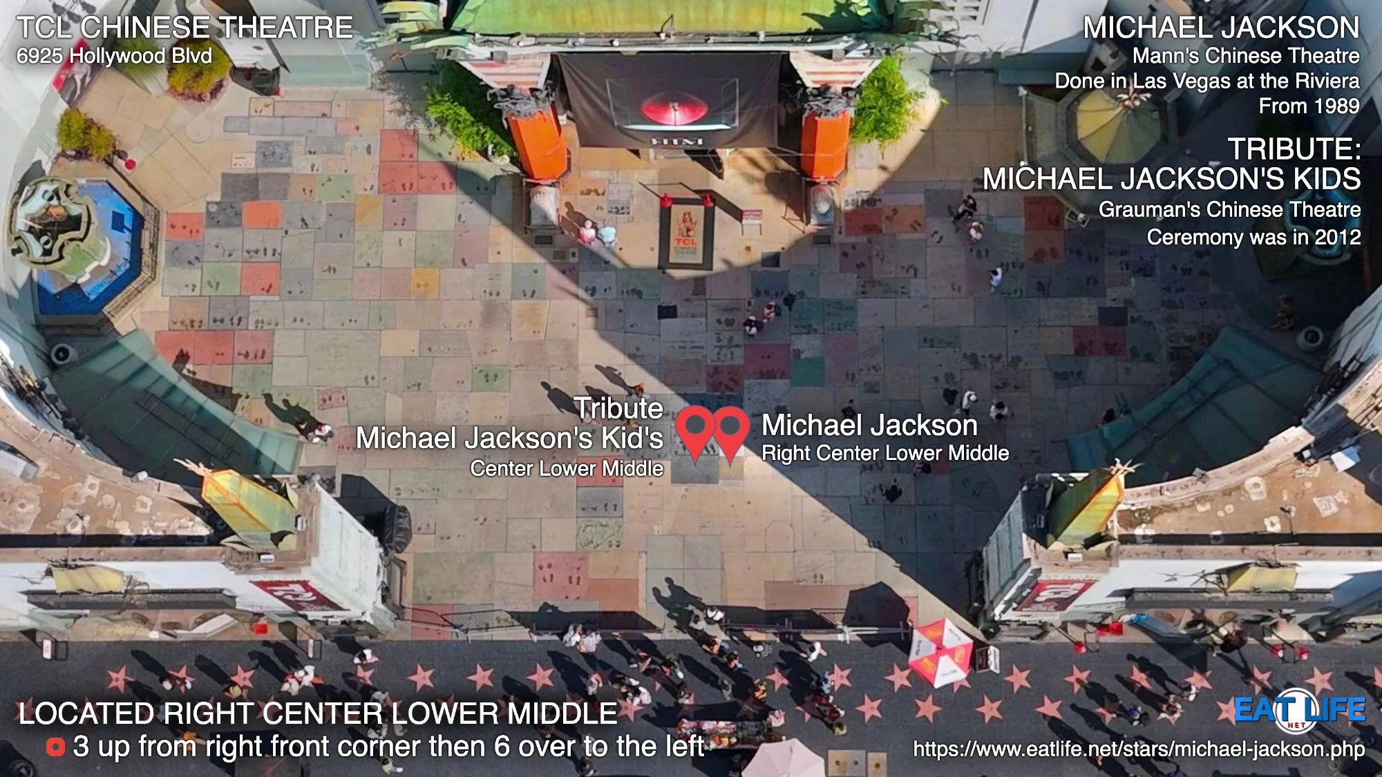 TCL Chinese Theatre Map Michael Jackson's Footprints Located Right Center Lower Middle
