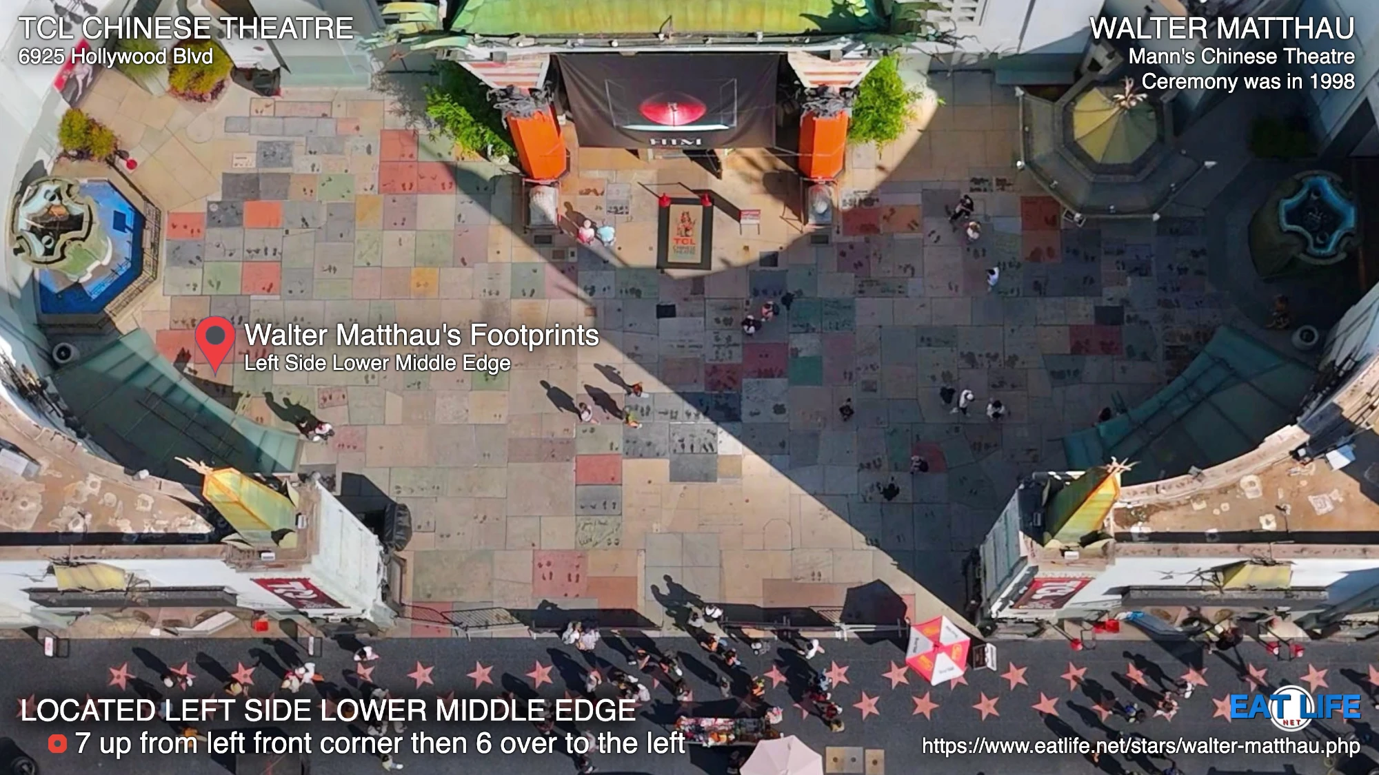 TCL Chinese Theatre Map Walter Matthau's Footprints Located Left Side Lower Middle Edge