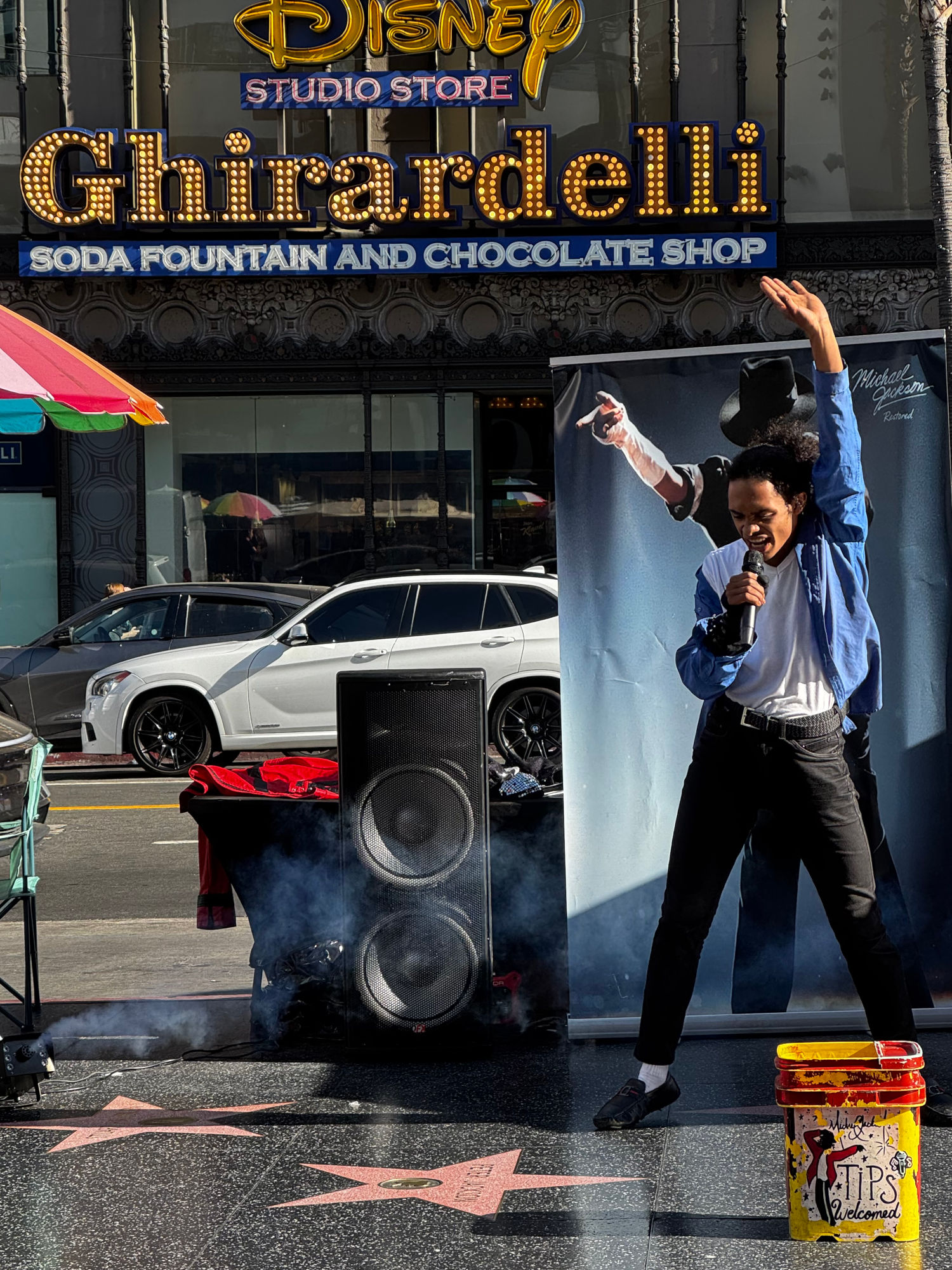Michael Jackson Impersonator Blue Shirt