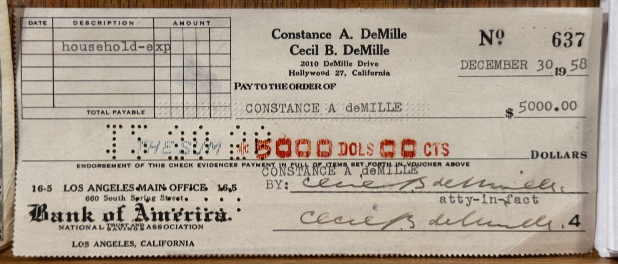Ripley's Cecil B. Demille Autographed Check