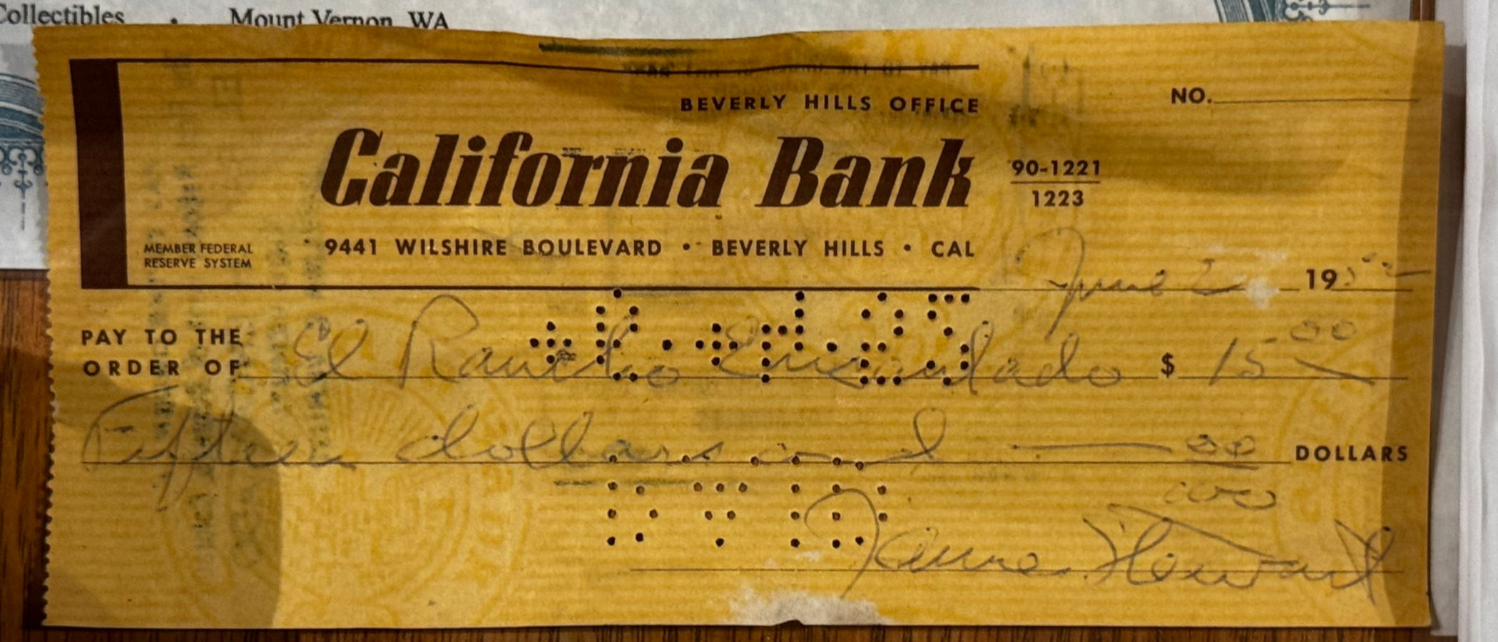 Ripley's James Stewart Autographed Check