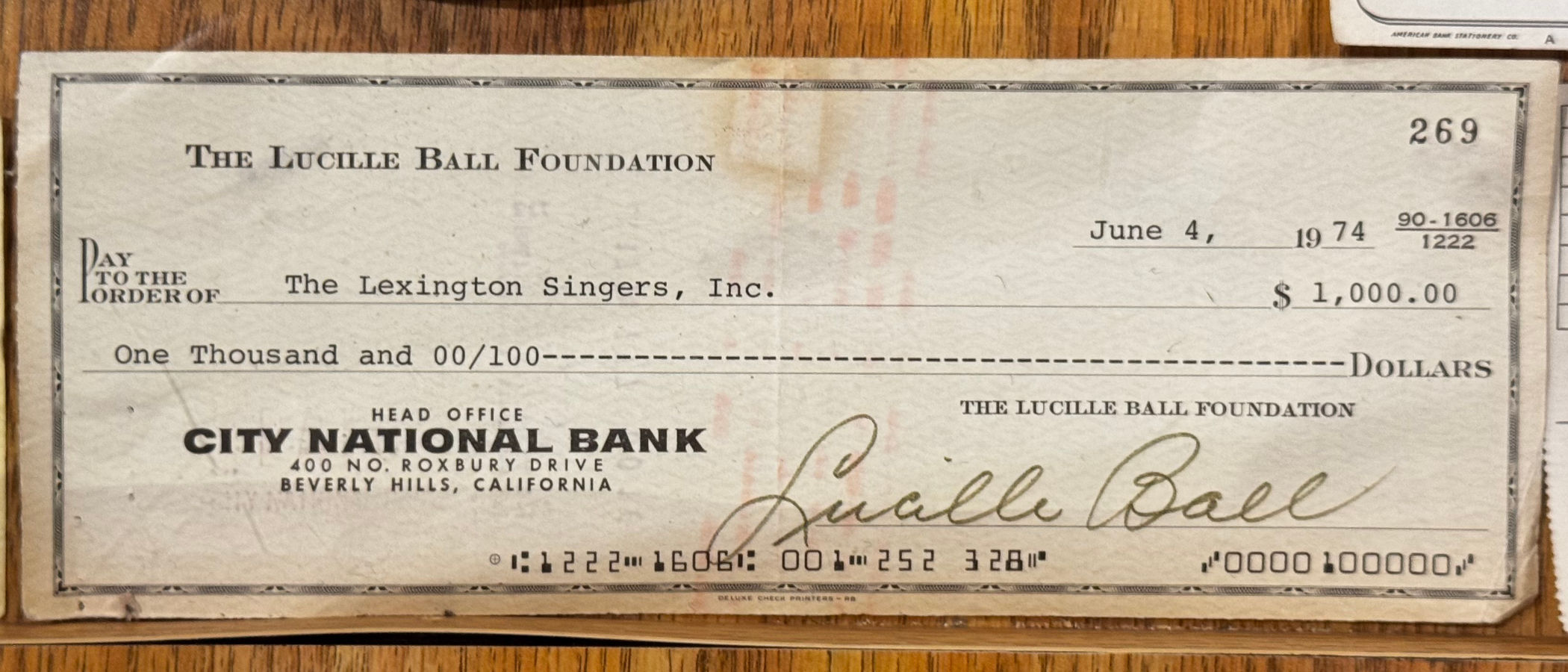 Ripley's Lucille Ball Autographed Check