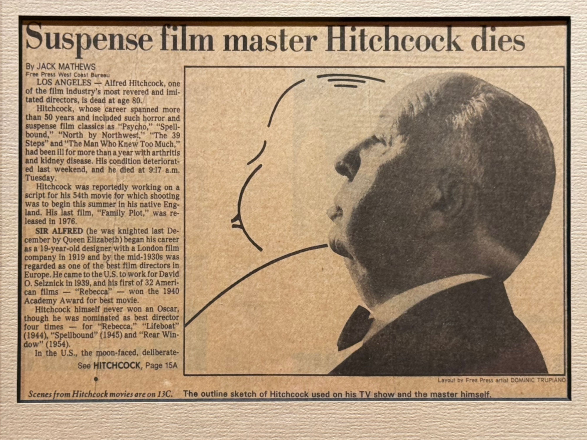 Ripley's Obituary Alfred Hitchcock
