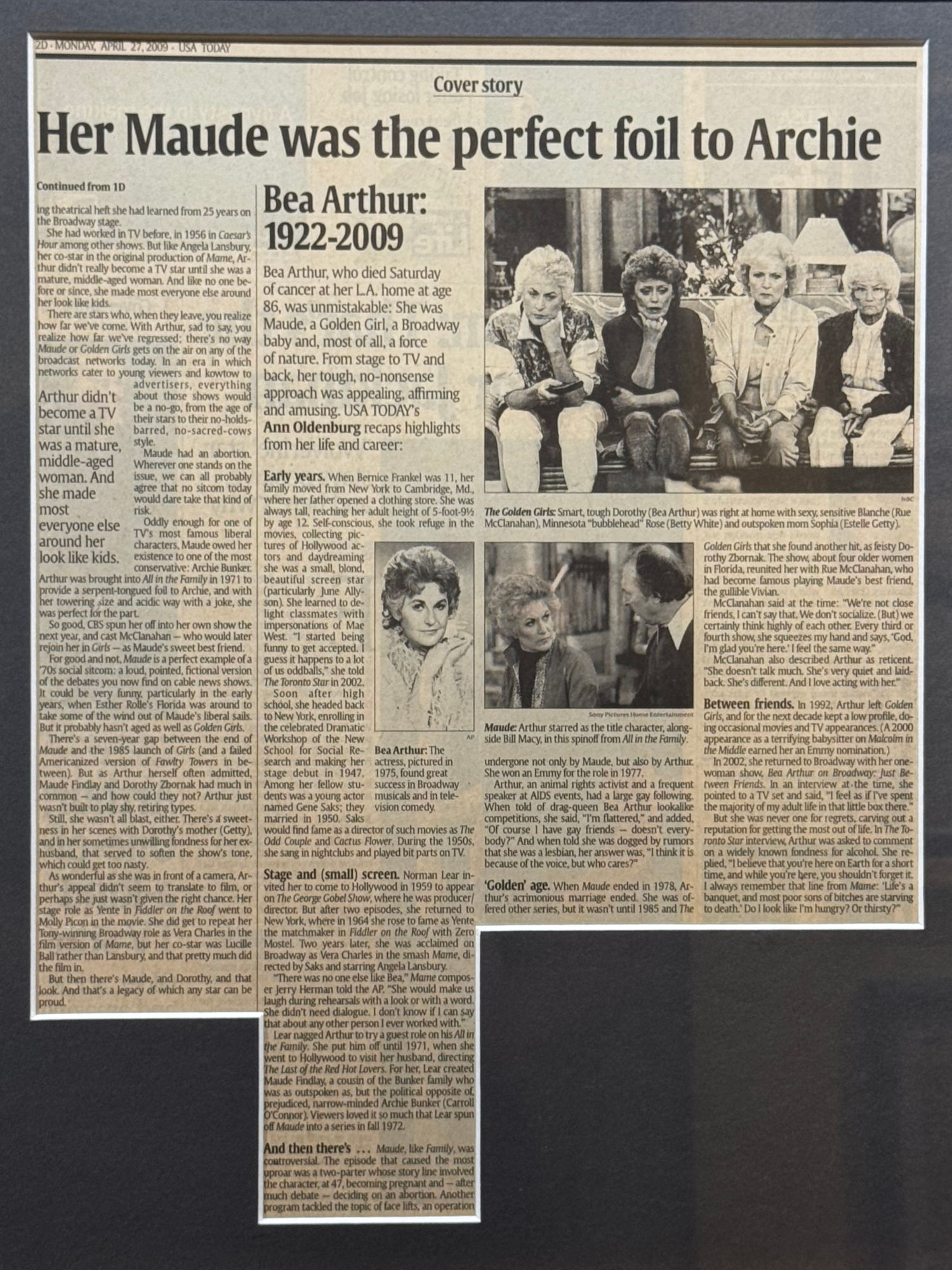 Ripley's Obituary Bea Arthur