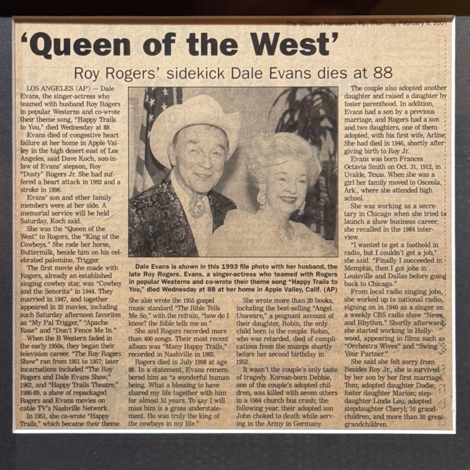 Ripley's Obituary Dale Evans