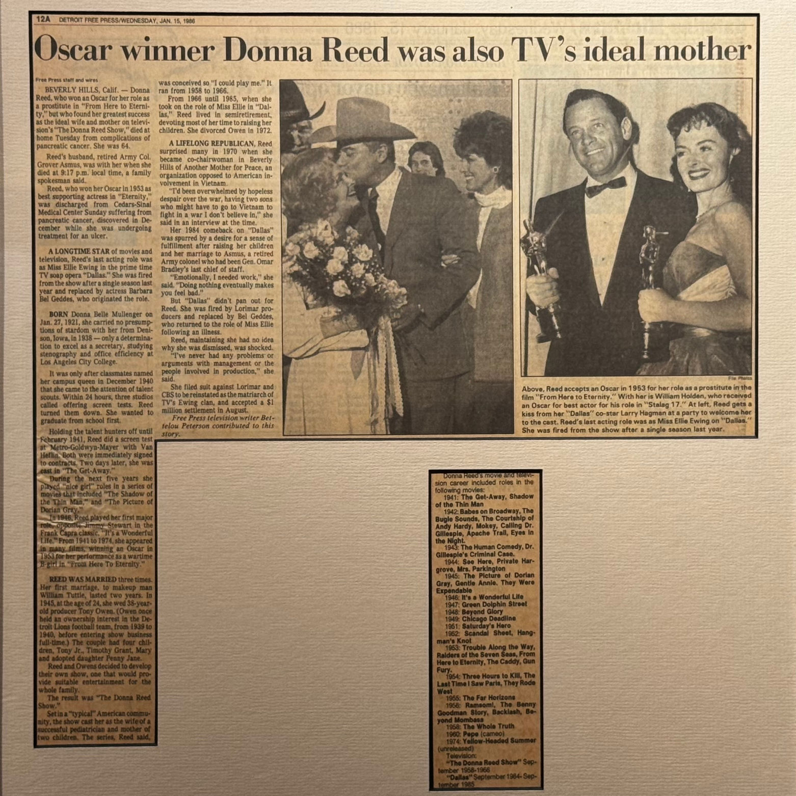 Ripley's Obituary Donna Reed