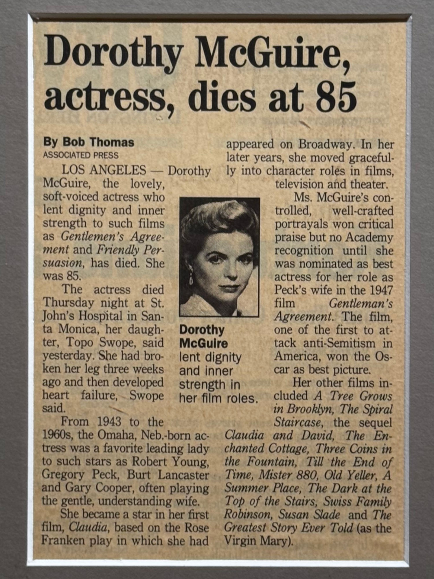 Ripley's Obituary Dorothy Mcguire