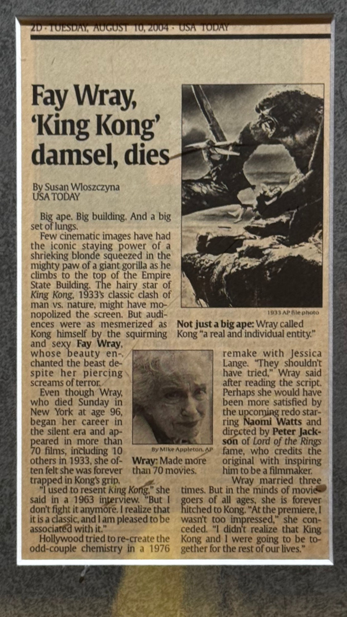 Ripley's Obituary Fay Wray