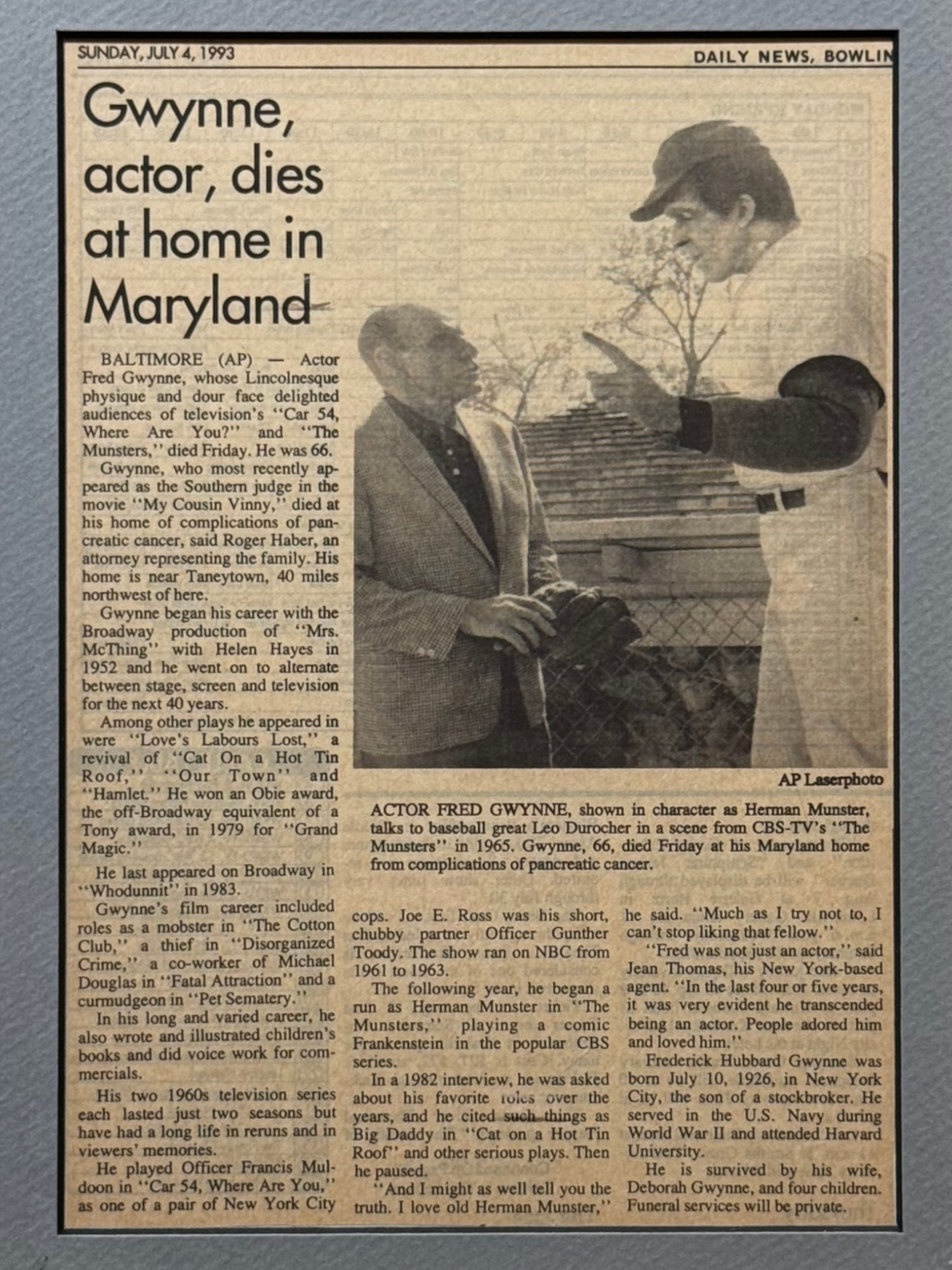 Ripley's Obituary Fred Gwynne