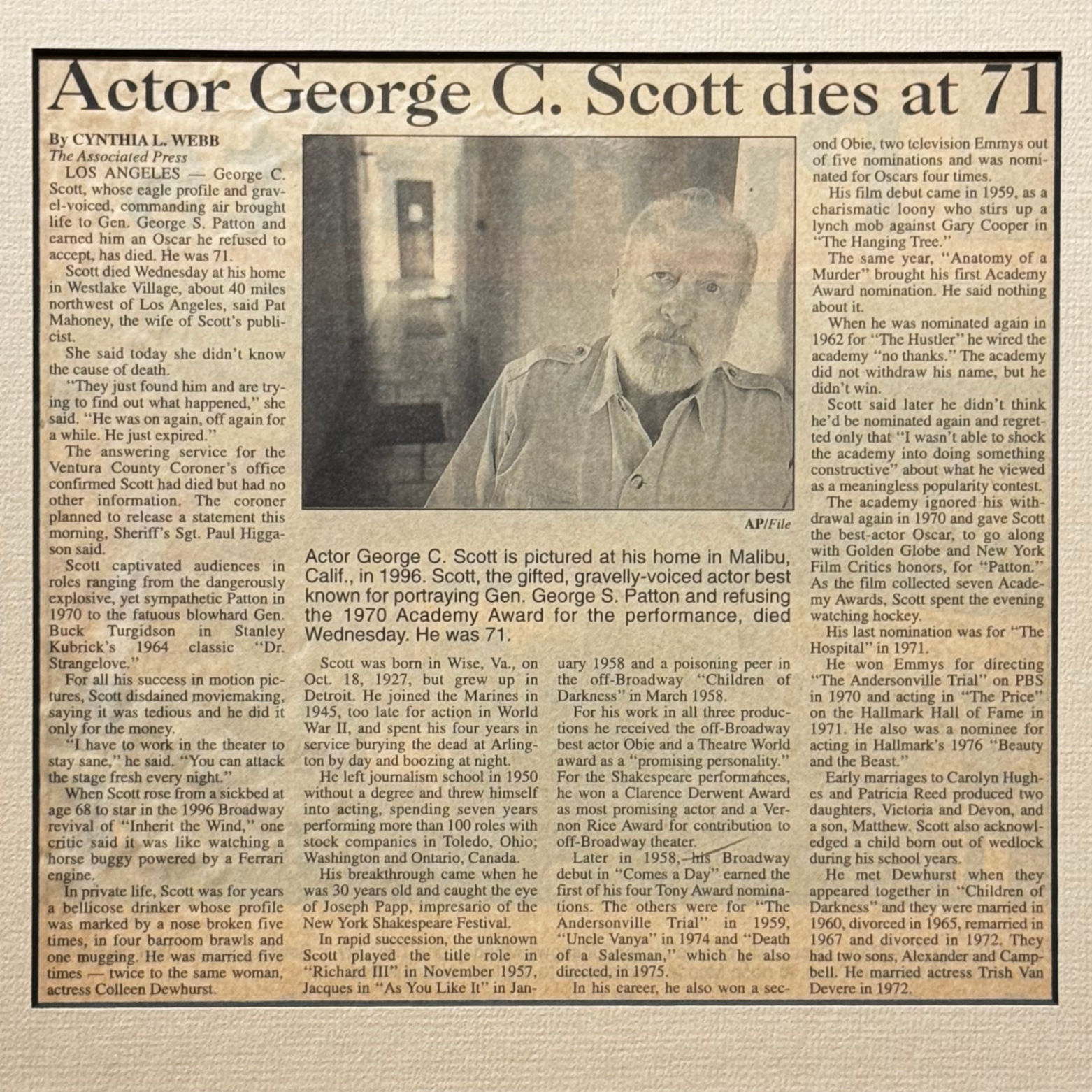Ripley's Obituary George C. Scott