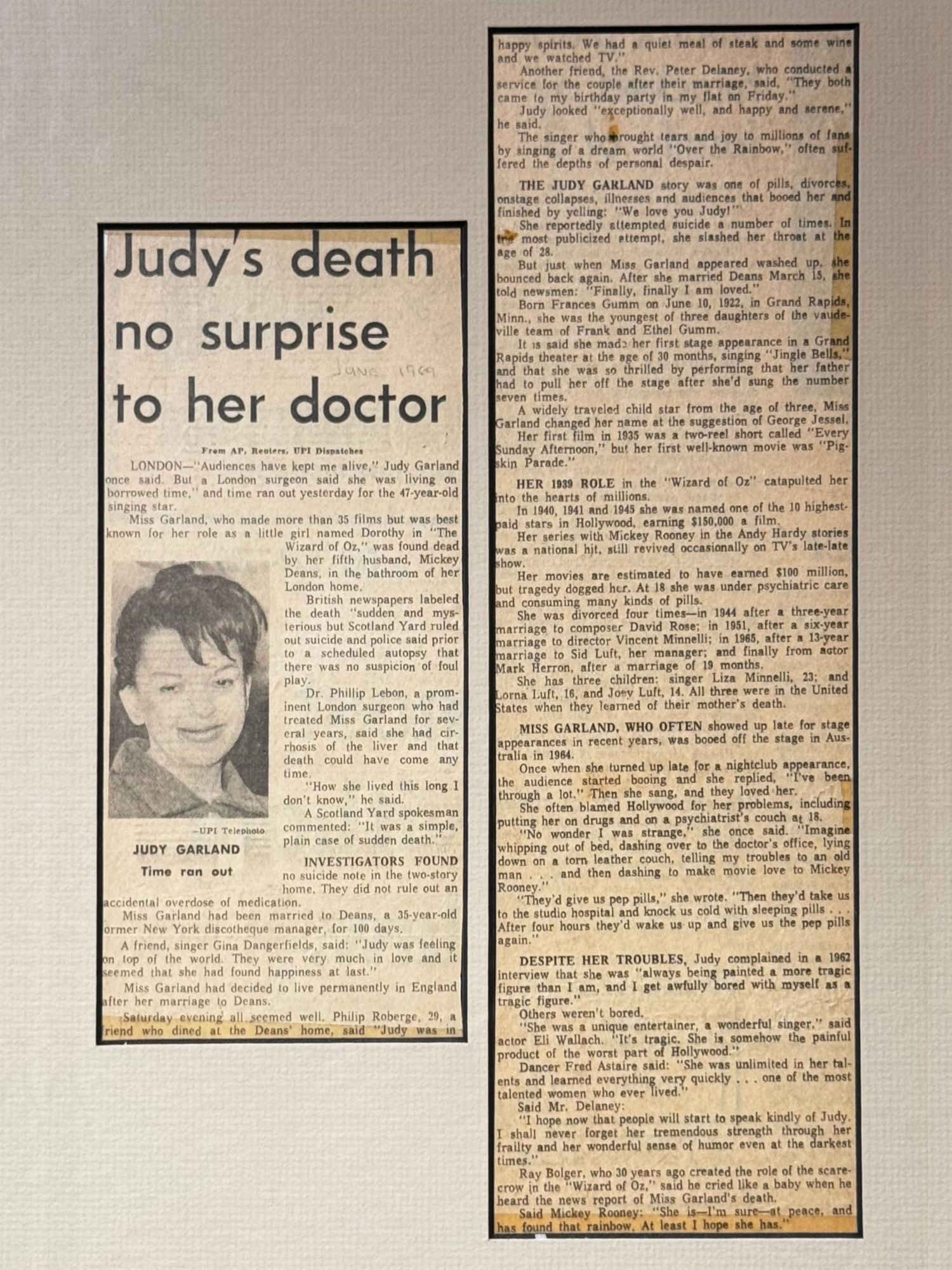 Ripley's Obituary Judy Garland