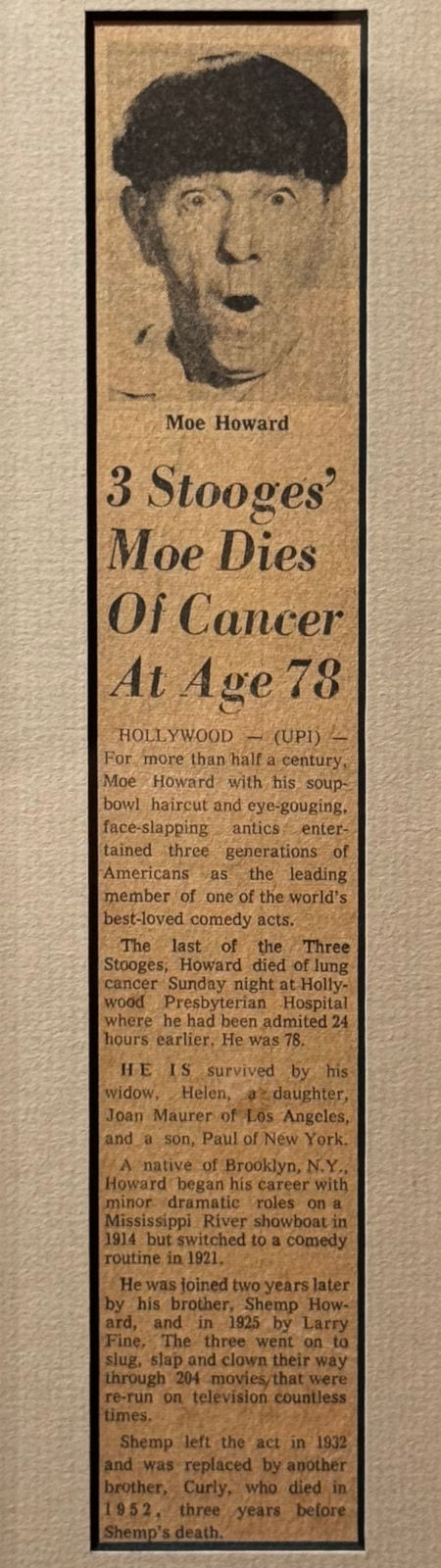 Ripley's Obituary Moe Howard