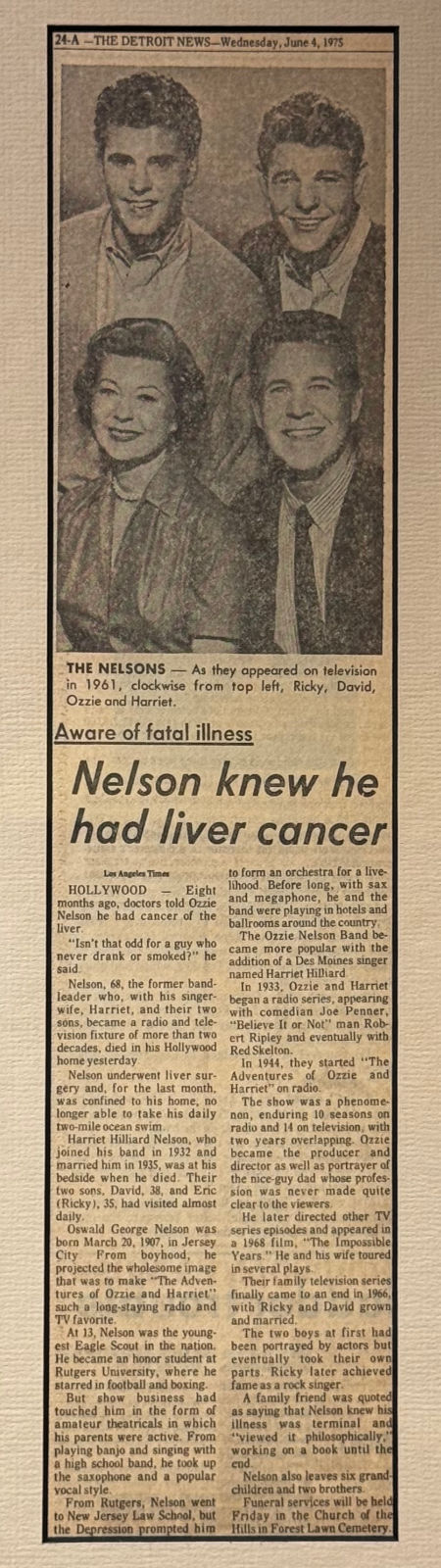 Ripley's Obituary Ozzie Nelson