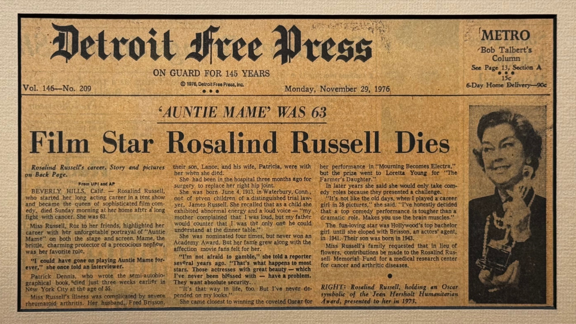 Ripley's Obituary Rosalind Russell