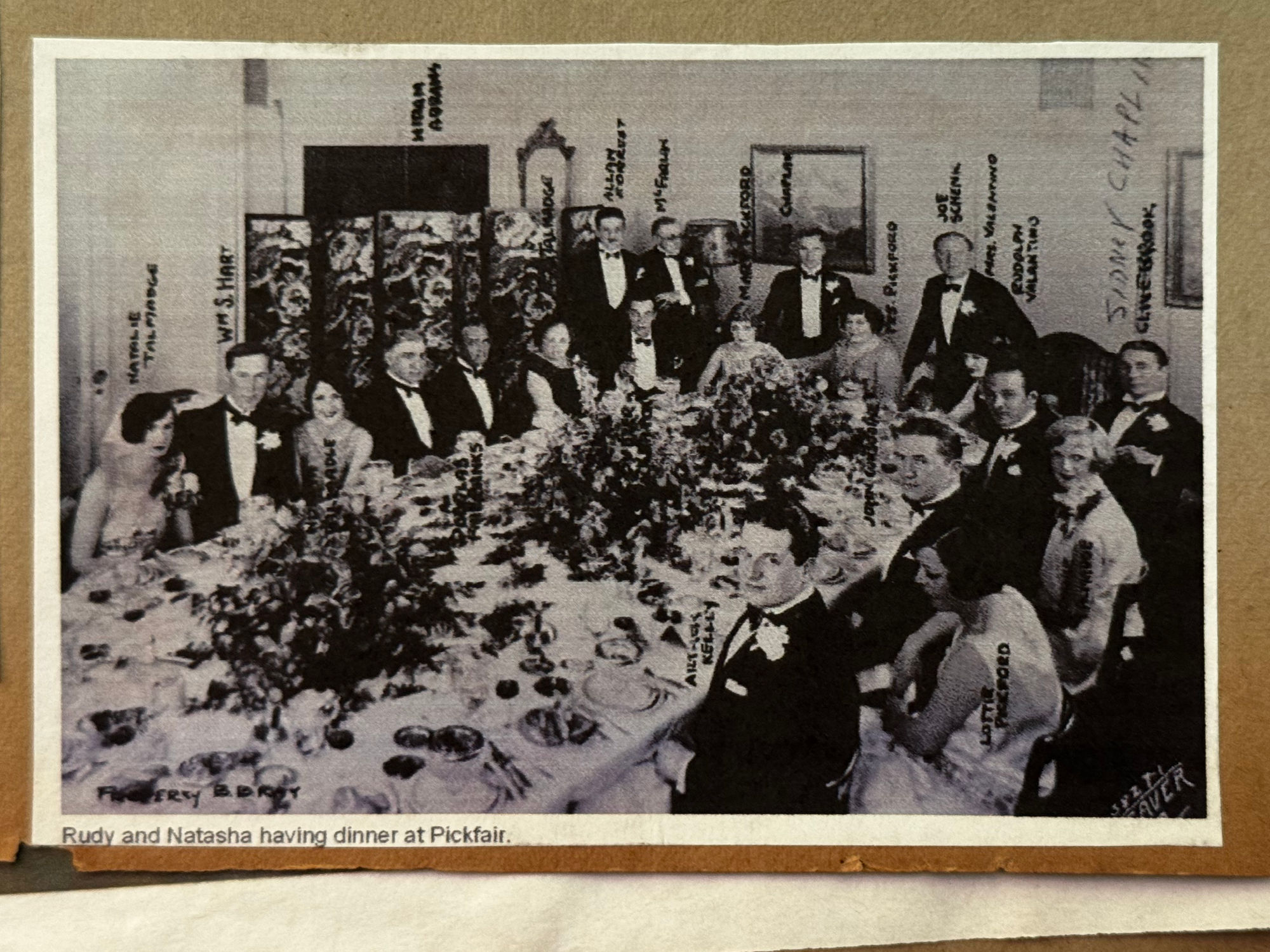 Rudolph Valentino Dinner At Pickfair