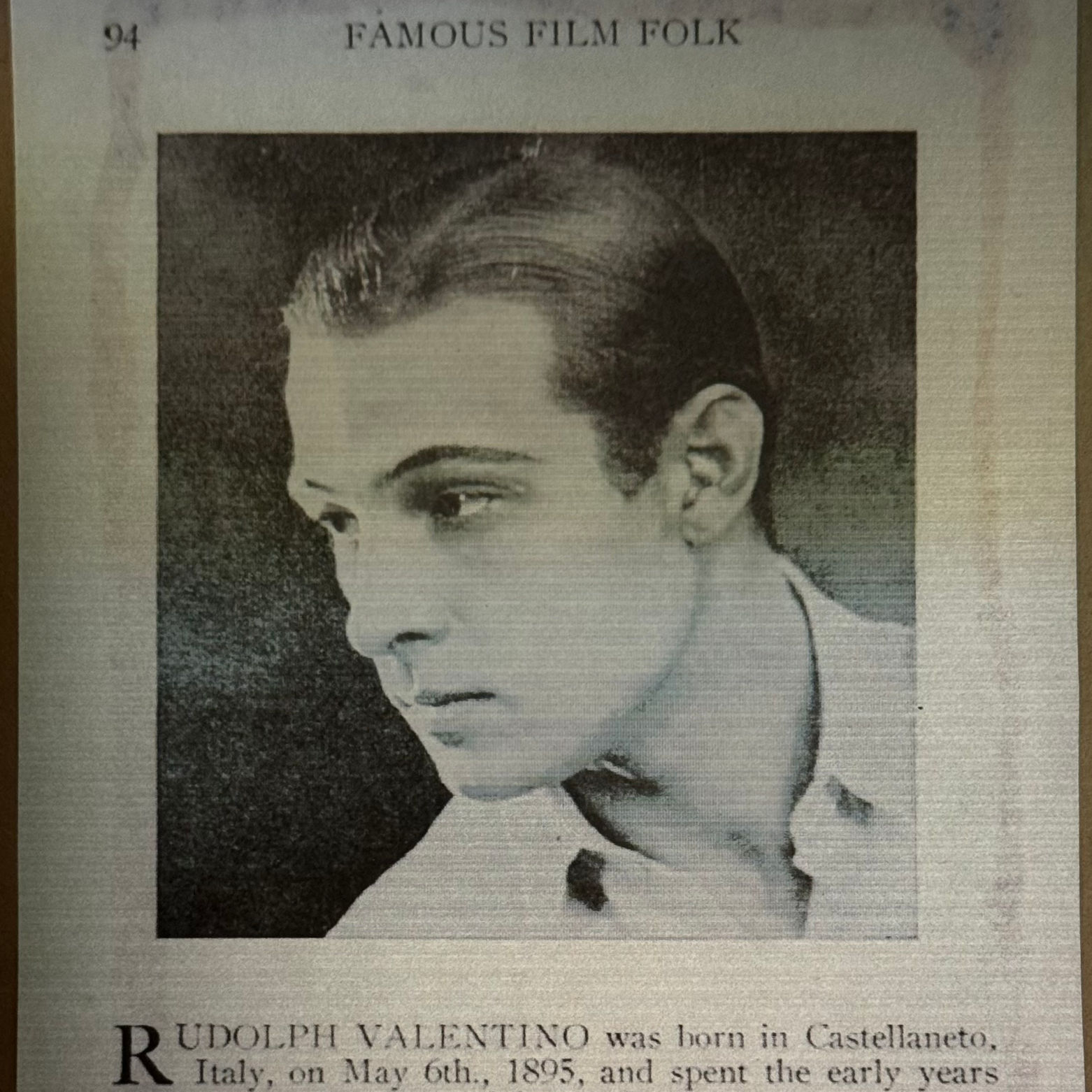 Rudolph Valentino Famous Film Folk