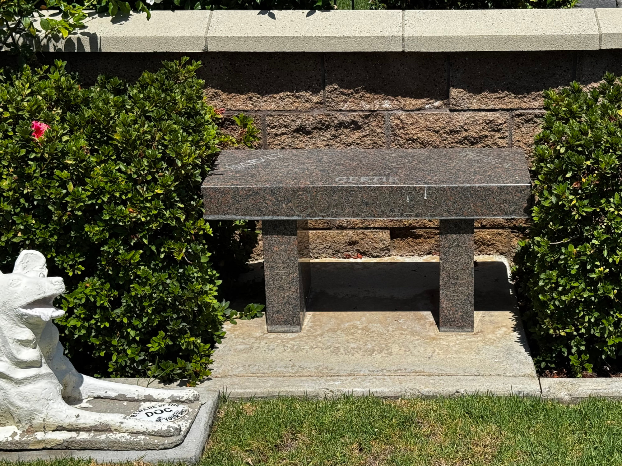 Sam Simon Dogs Bench Columbo and Gertrude