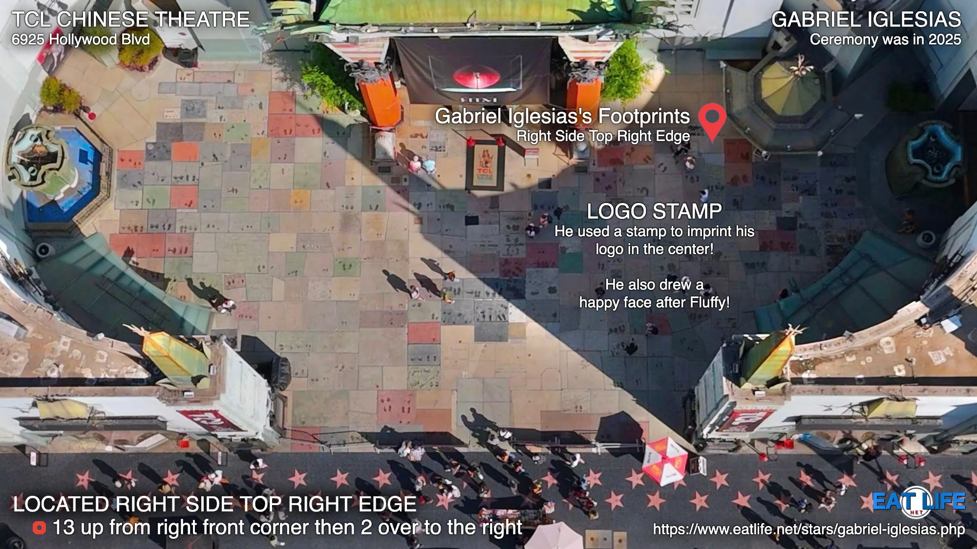 TCL Chinese Theatre Map Gabriel Iglesias's Footprints Located Right Side Top Right Edge