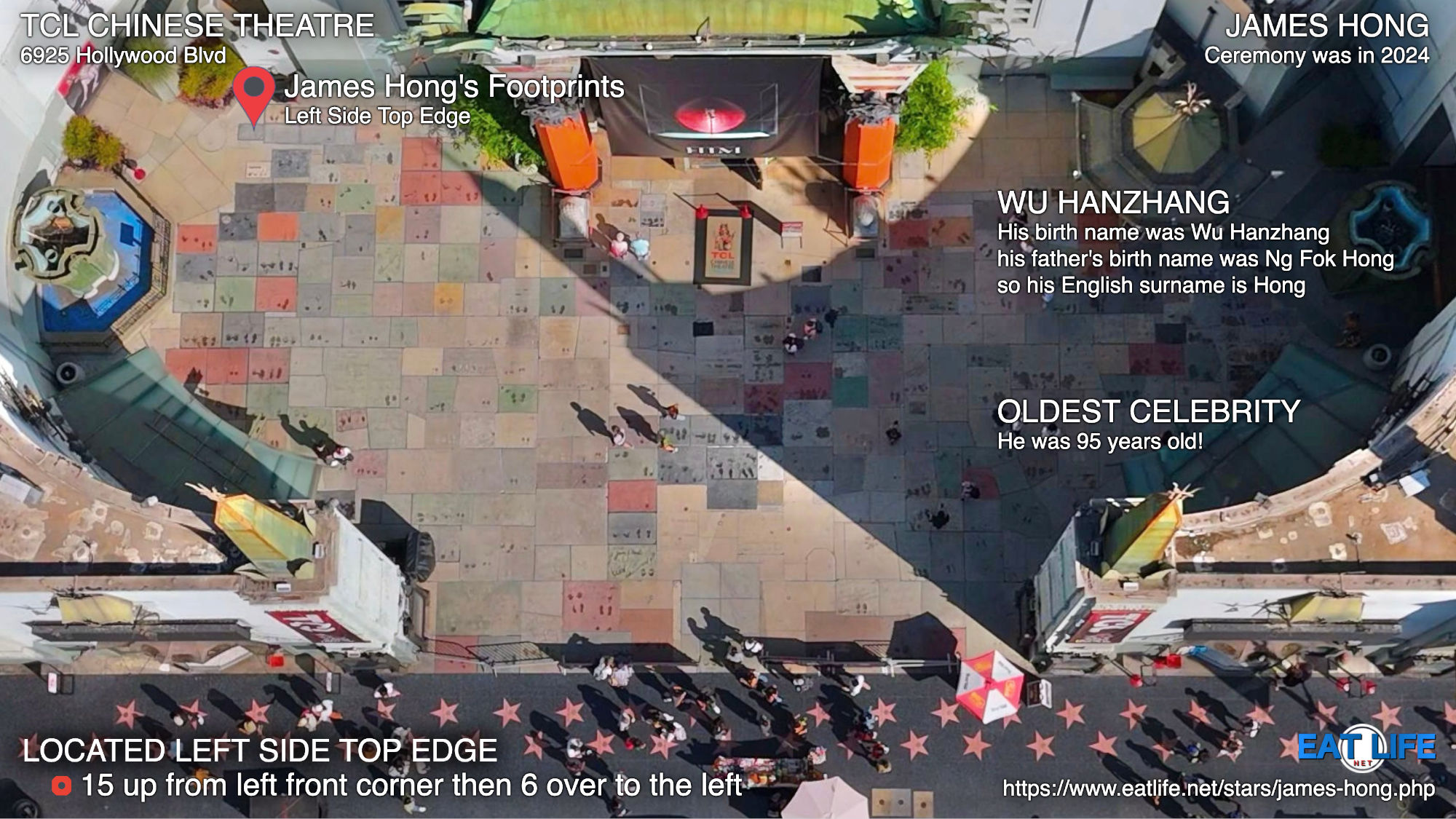 TCL Chinese Theatre James Hong's Footprints Located Left Side Top Edge