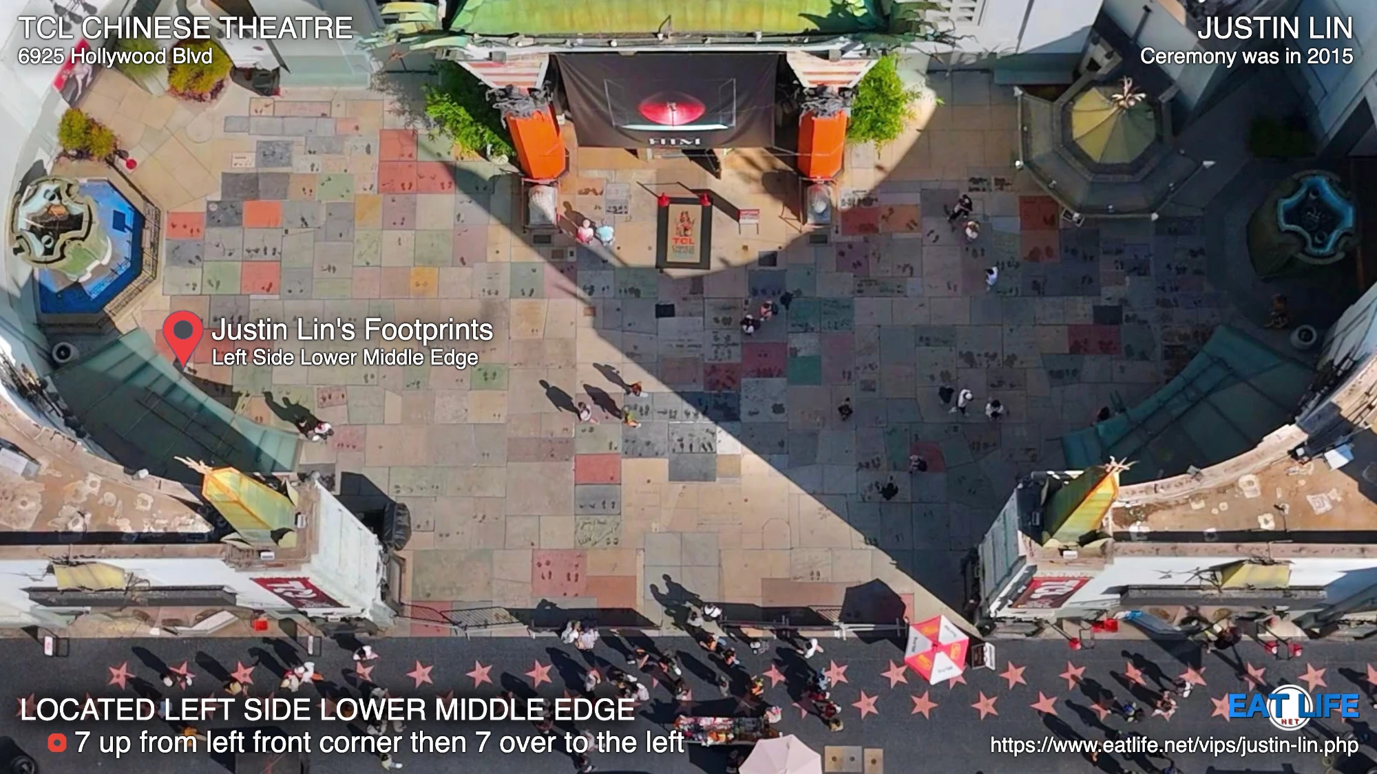 TCL Chinese Theatre Map Justin Lin's Footprints Located Left Side Lower Middle Edge