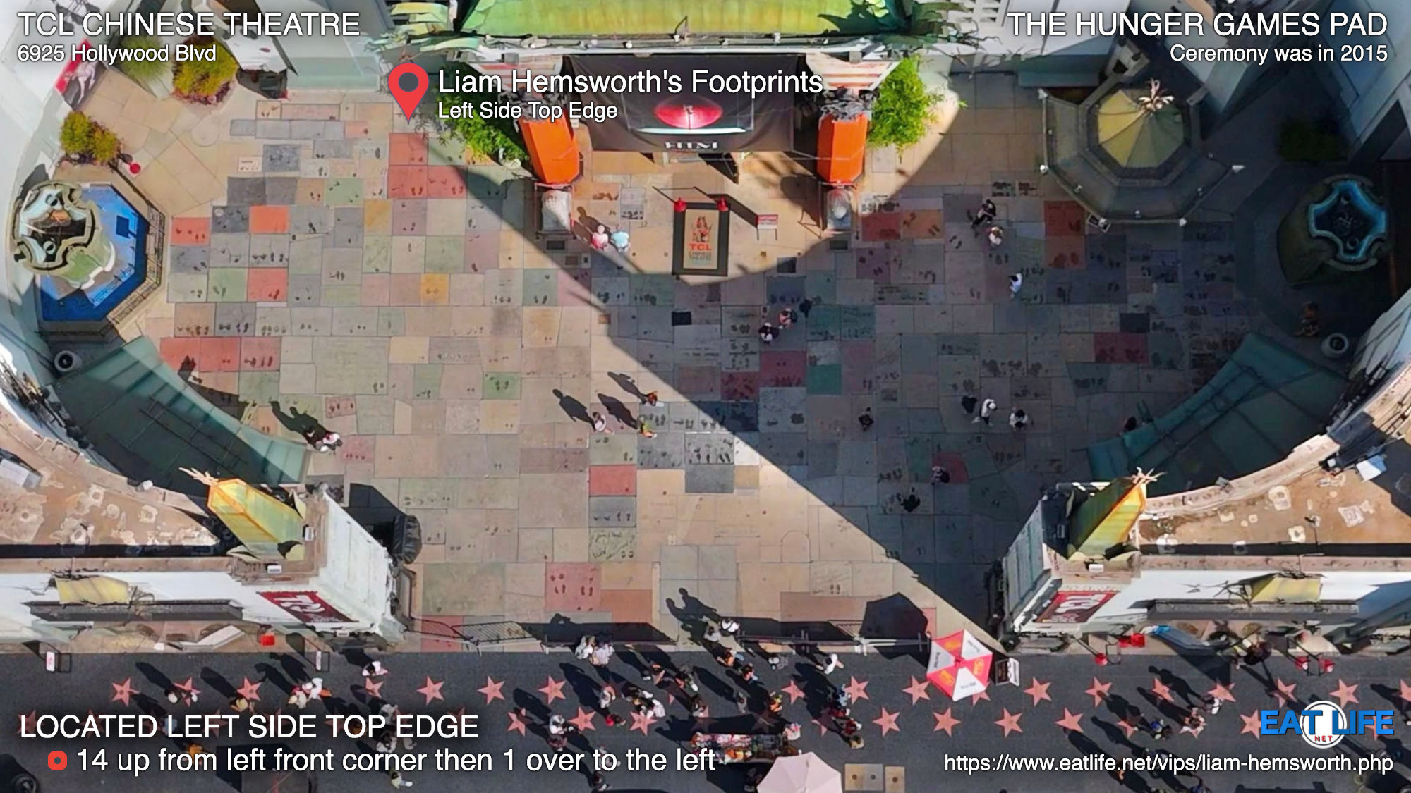 TCL Chinese Theatre Liam Hemsworth's Footprints Located Left Side Top Edge