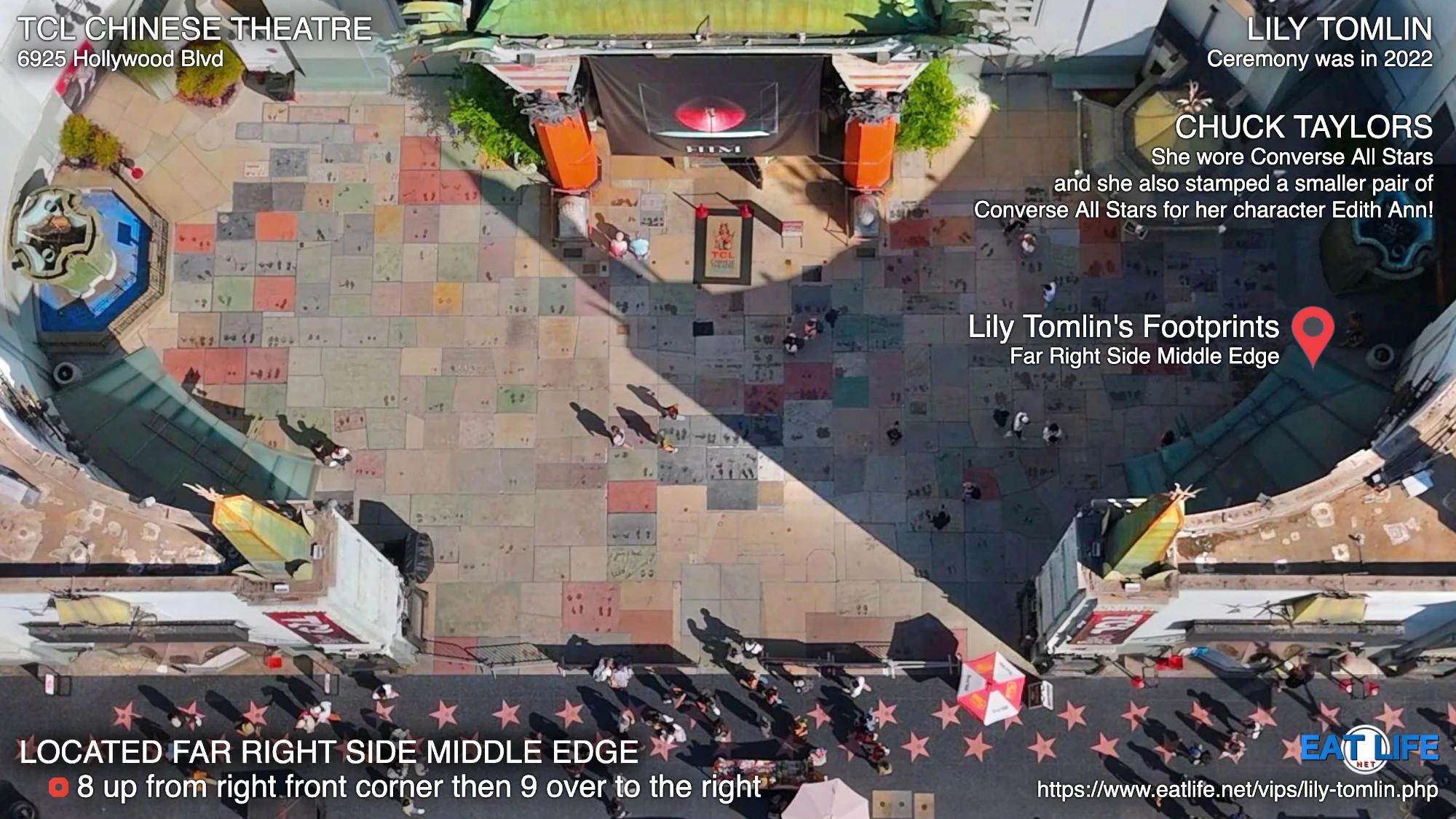 TCL Chinese Theatre Map Lily Tomlin's Footprints Located Far Right Side Middle Edge
