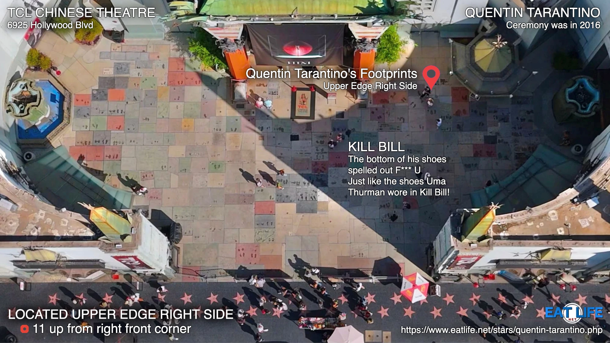 TCL Chinese Theatre Map Quentin Tarantino's Footprints Located Upper Edge Right Side