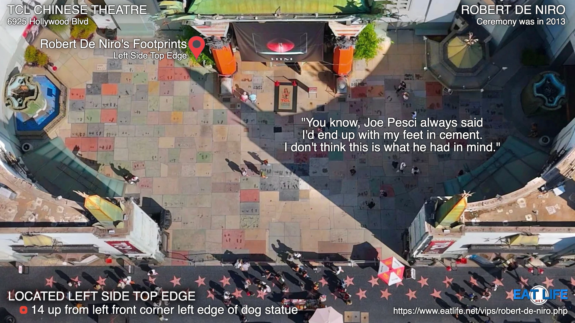 TCL Chinese Theatre Map Robert De Niro's Footprints Located Left Side Top Edge