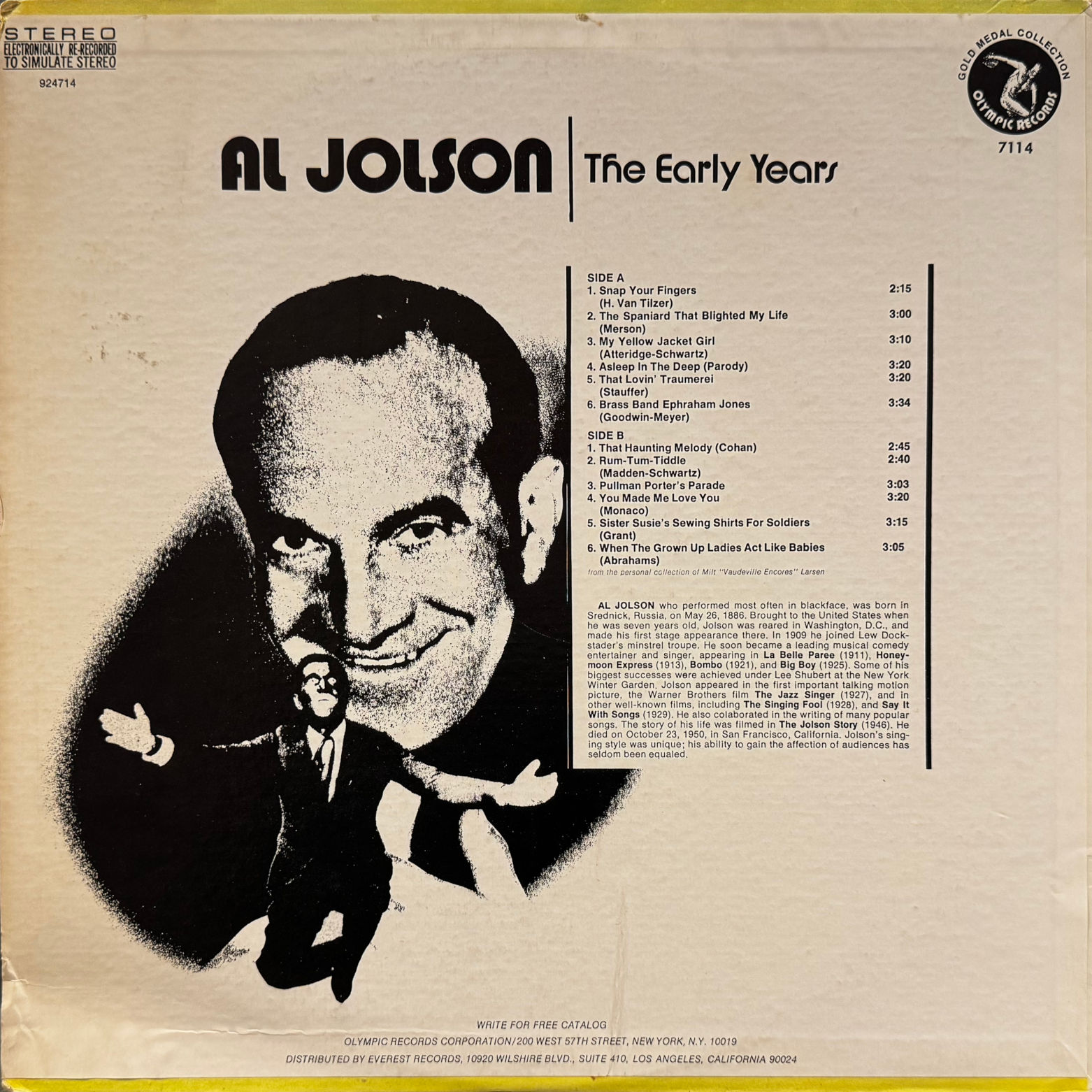 Vinyl Al Jolson The Early Years