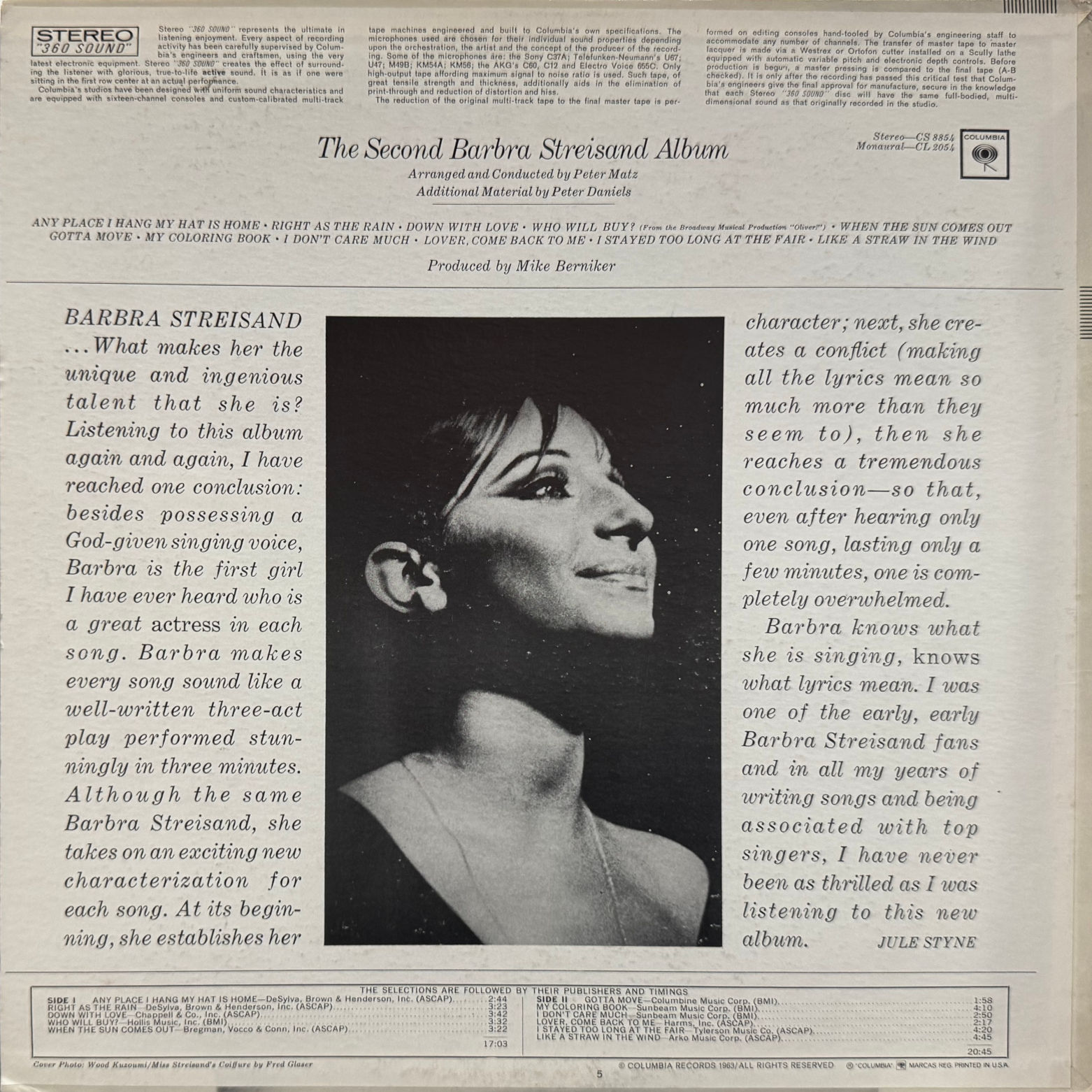 Vinyl Barbra Streisand The Second Barbra Streisand Album