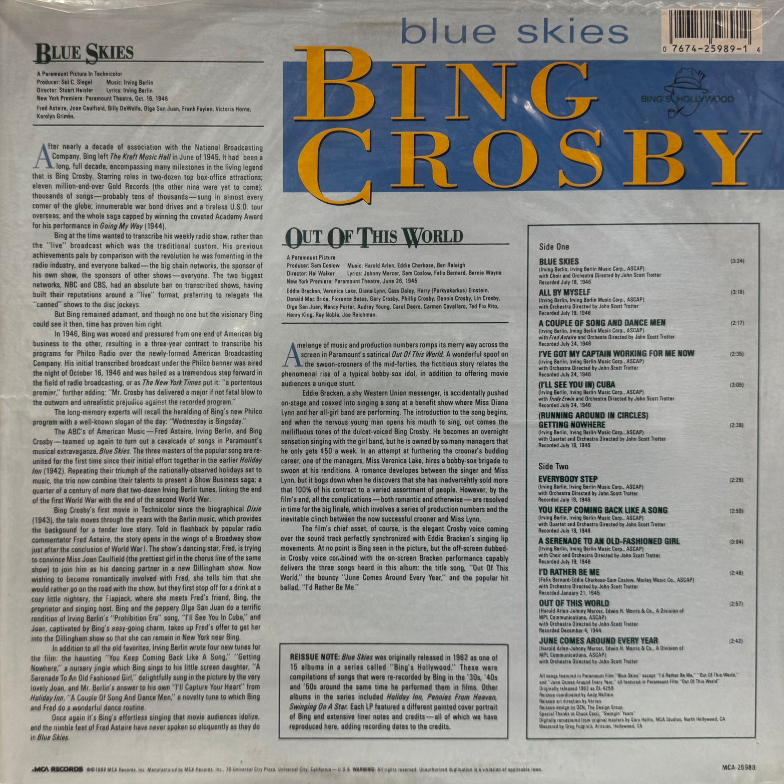 Vinyl Bing Crosby Blue Skies