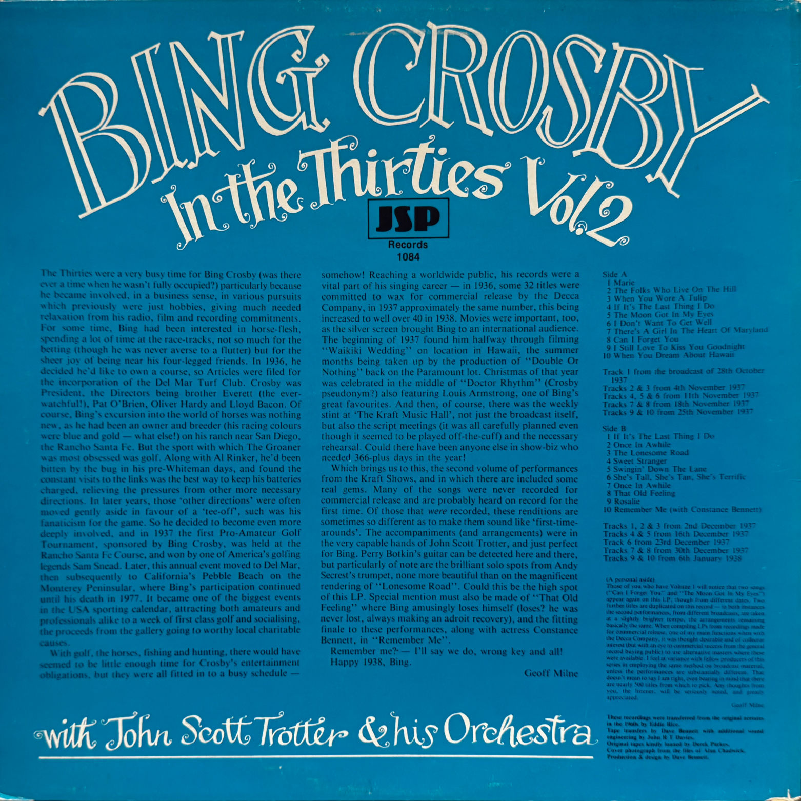 Vinyl Bing Crosby In the Thirties Vol 2