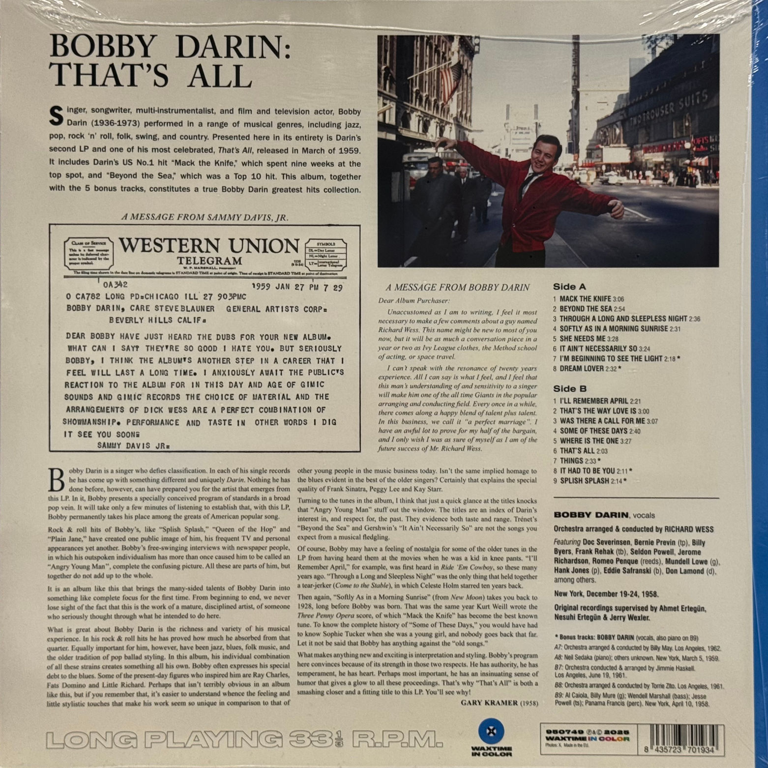 Bobby Darin That's All Record Album